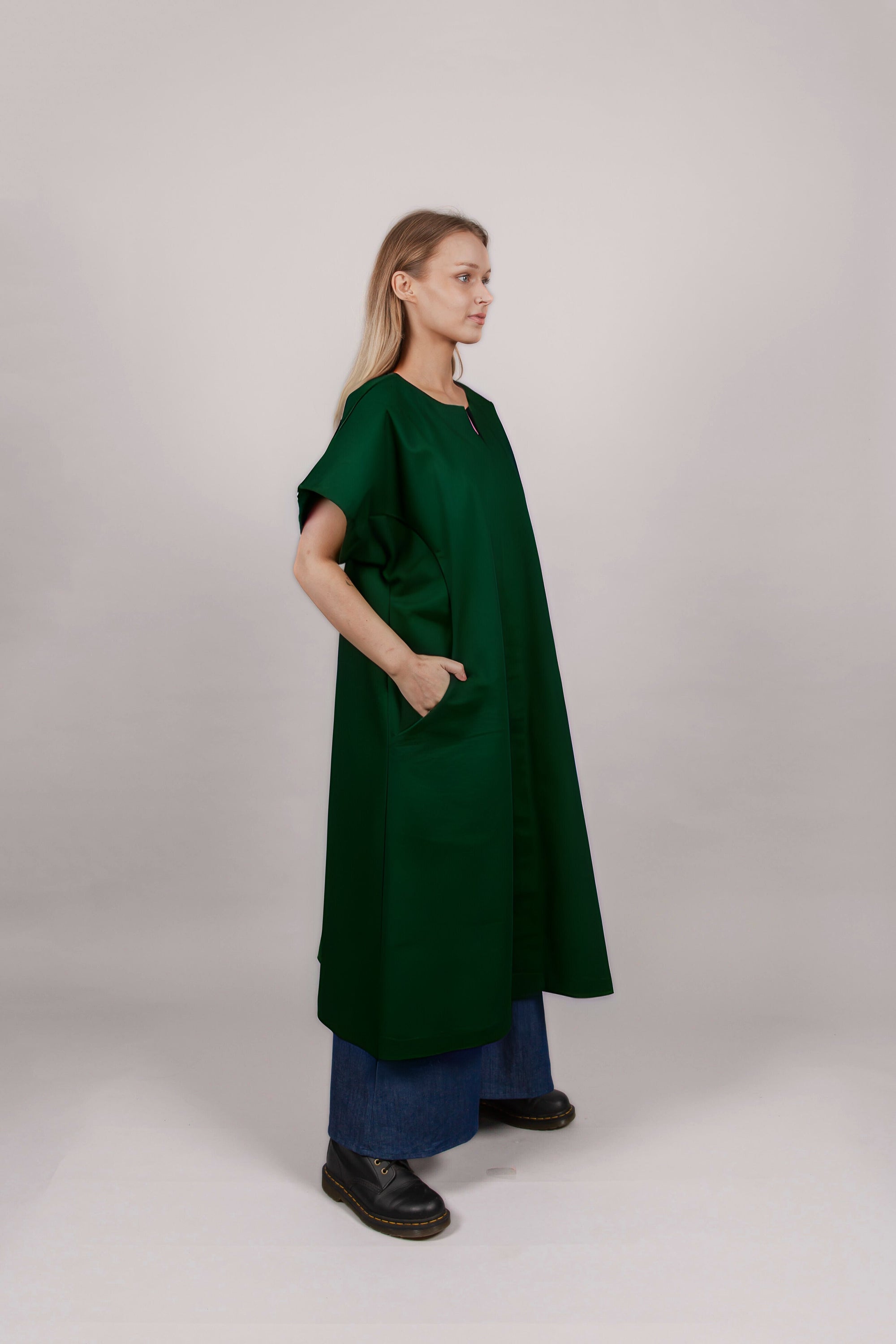 Obi Dress - Green Indian Cotton Poplin