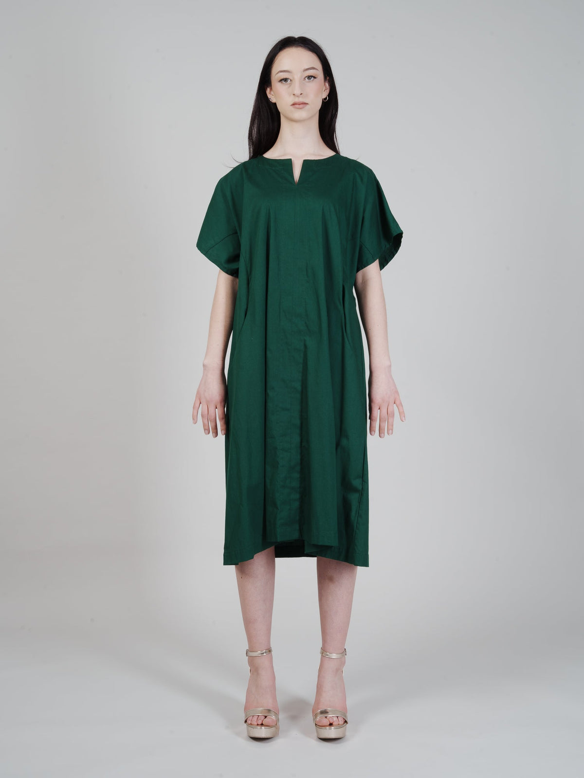 Obi Dress - Green Indian Cotton Poplin