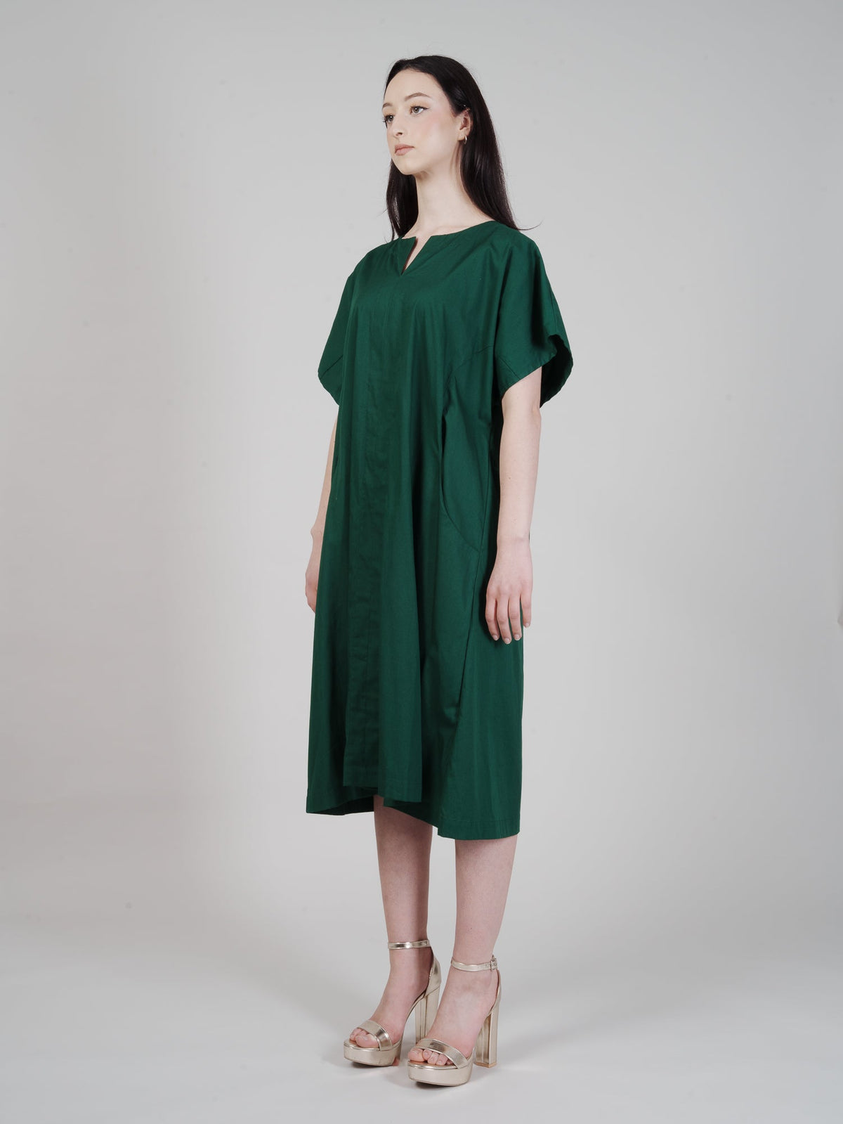 Obi Dress - Green Indian Cotton Poplin