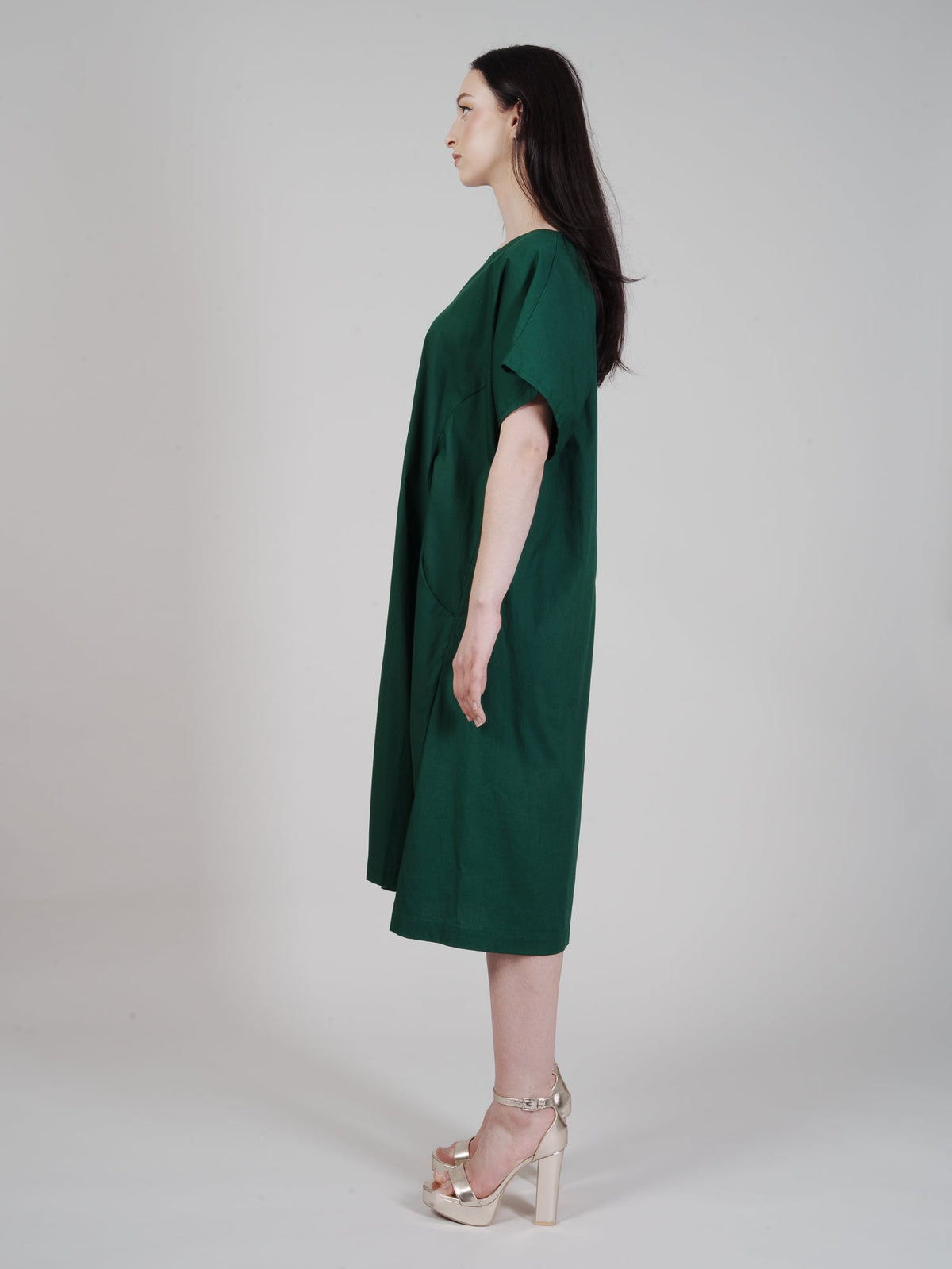 Obi Dress - Green Indian Cotton Poplin