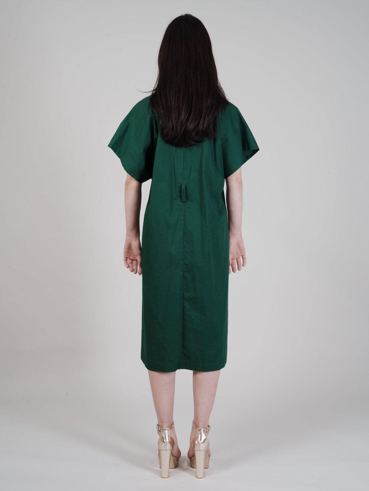 Obi Dress - Green Indian Cotton Poplin