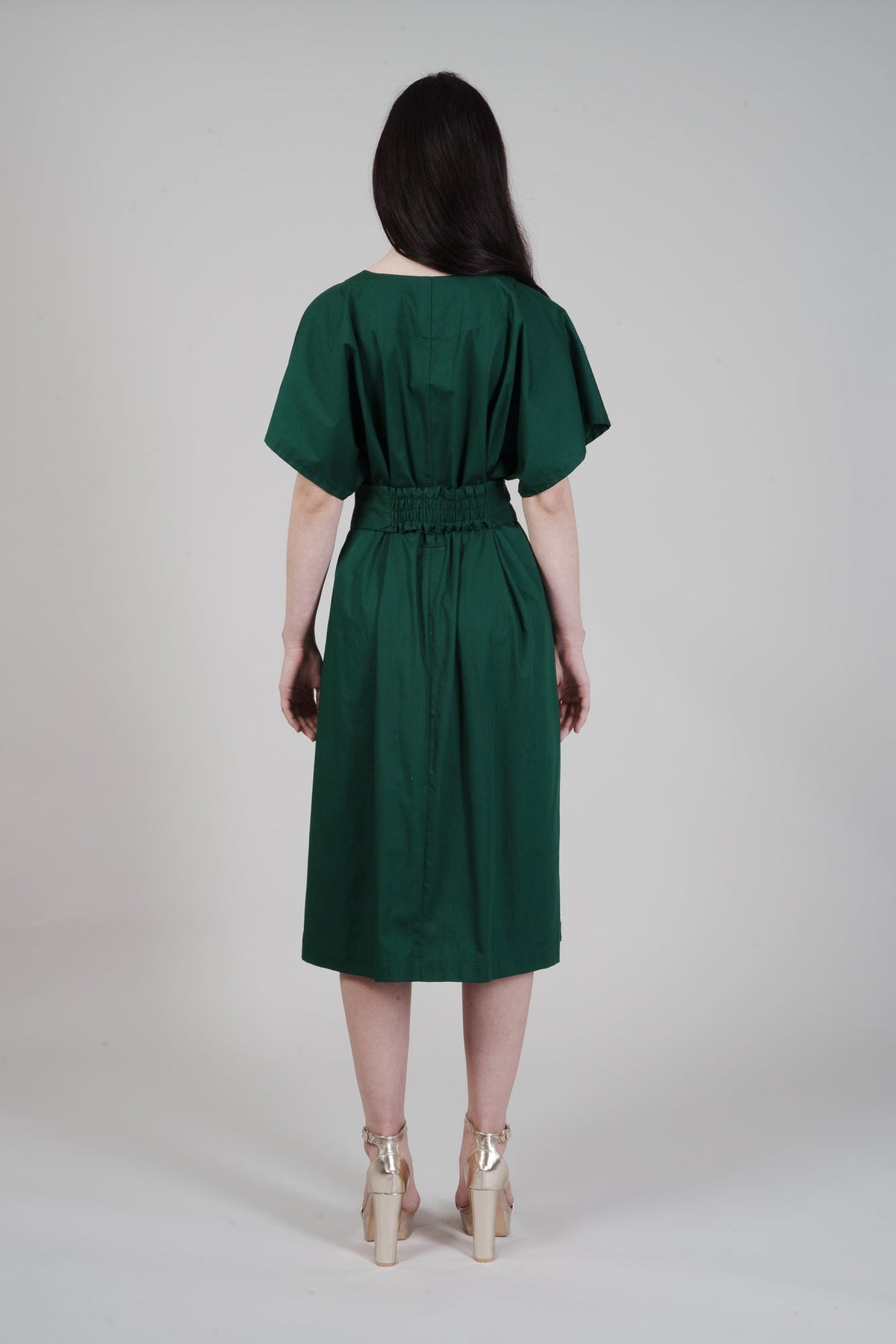 Obi Dress - Green Indian Cotton Poplin