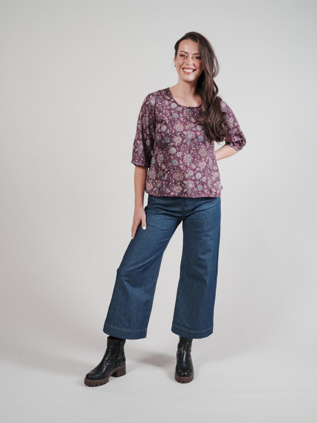 Aligned Blouse - Purple Floral