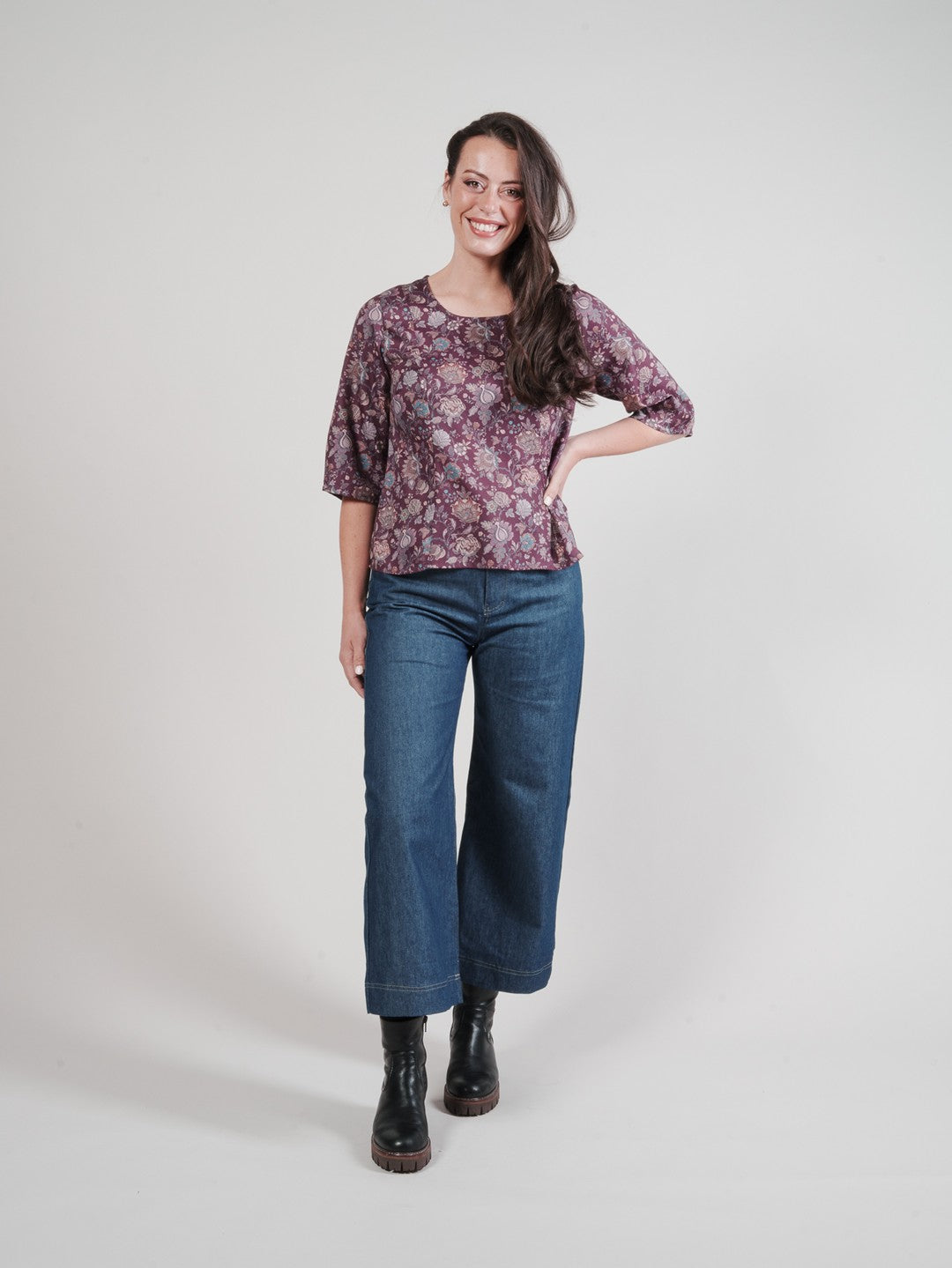 Aligned Blouse - Purple Floral