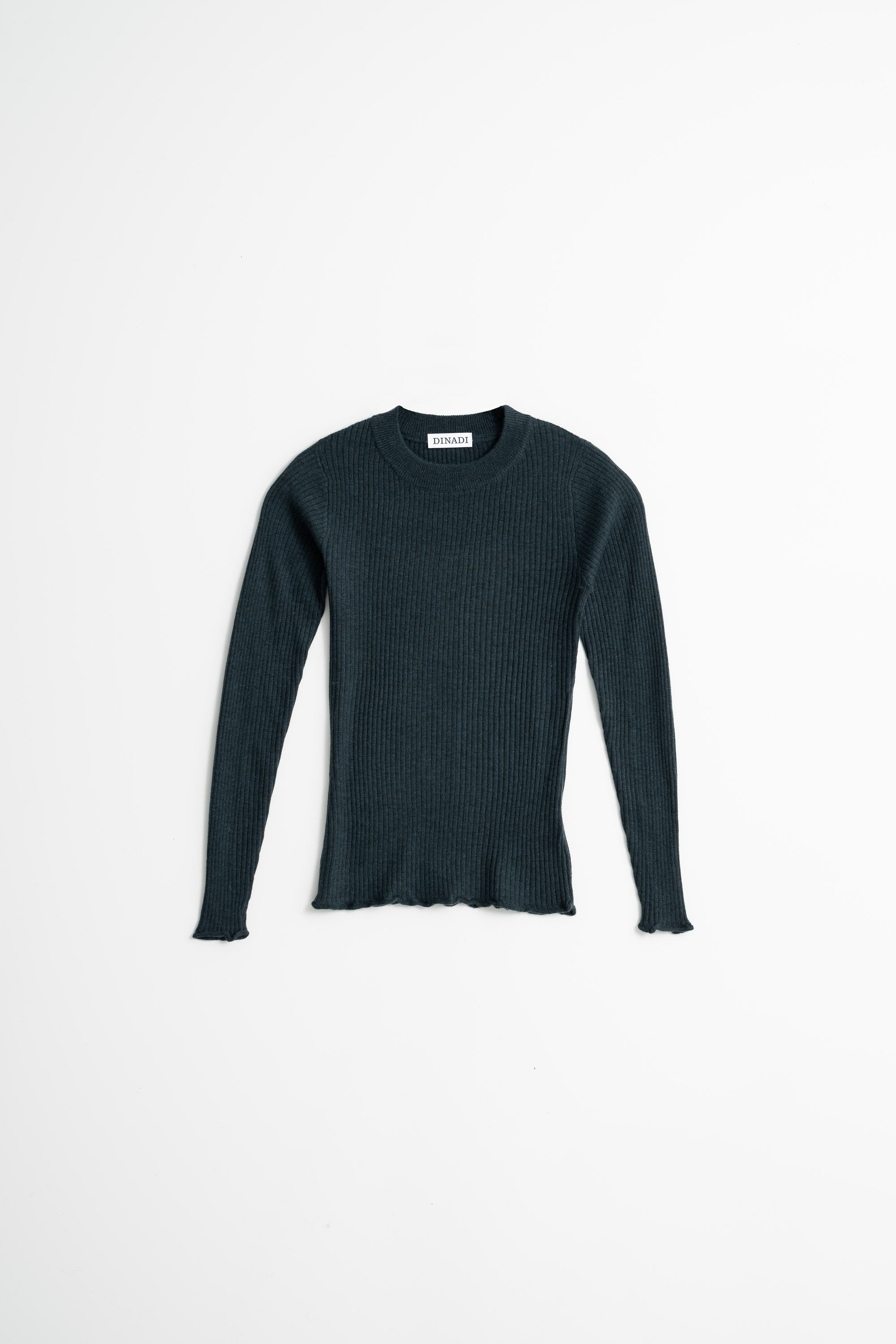 DINADI Merino Fitted Rib Sweater - Peacock Green