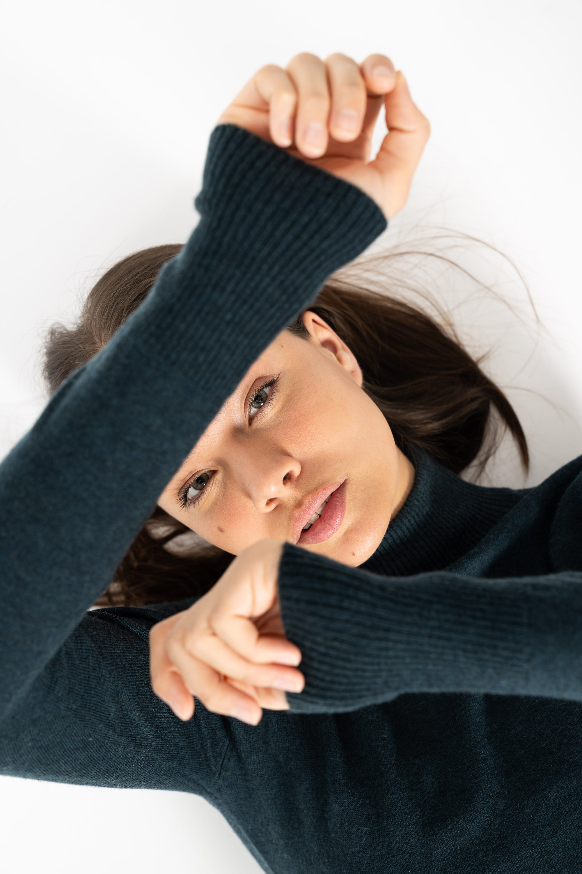 DINADI Merino Fitted Rib Sweater - Peacock Green