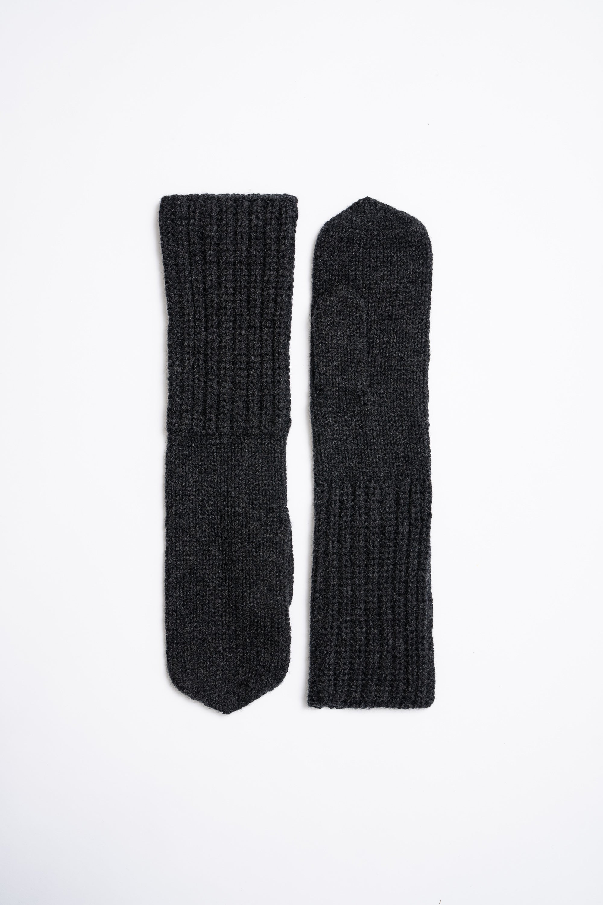 DINADI Merino Handknit Long Mittens - Onyx Grey