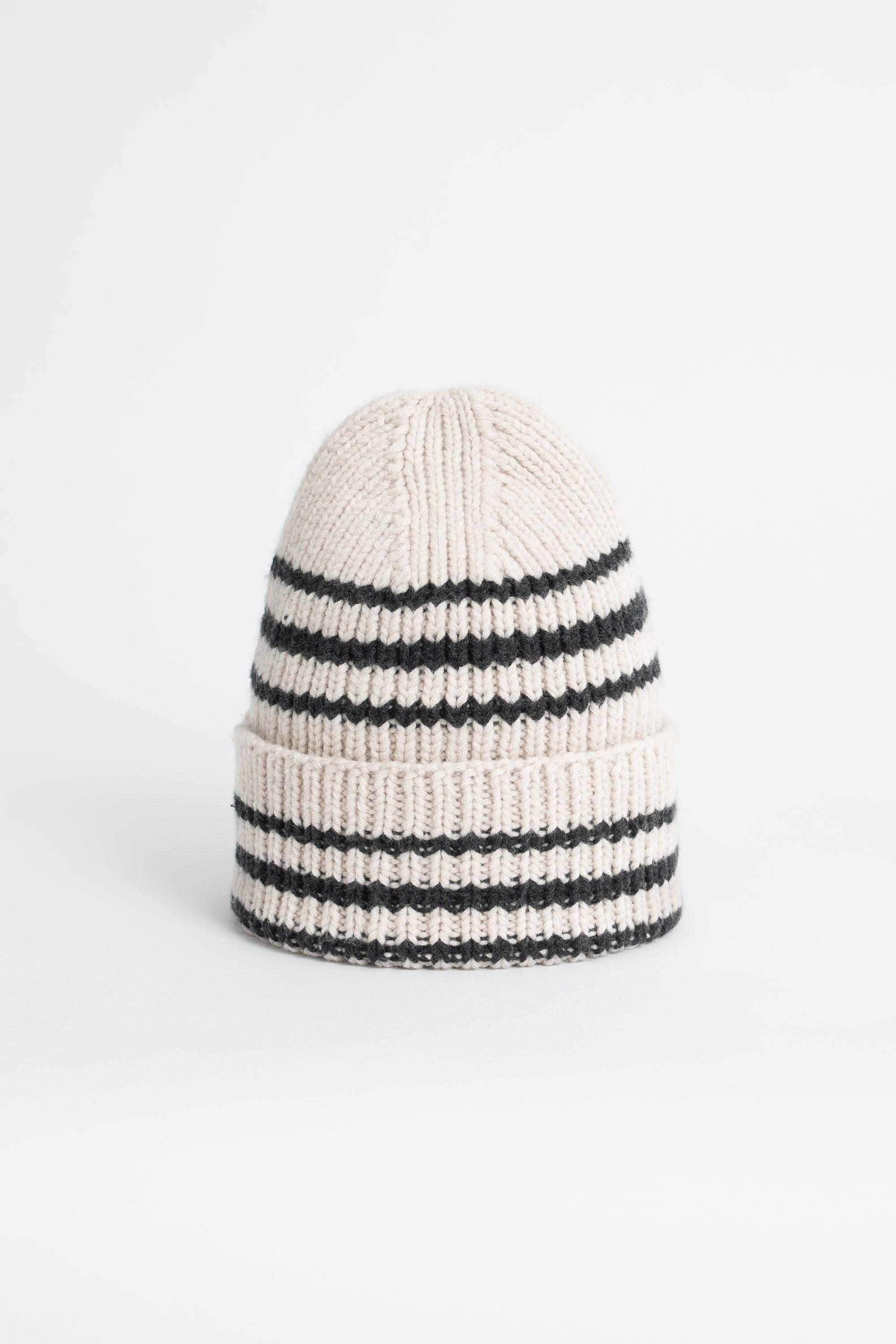 DINADI Merino Handknit Striped Hat - Almond White
