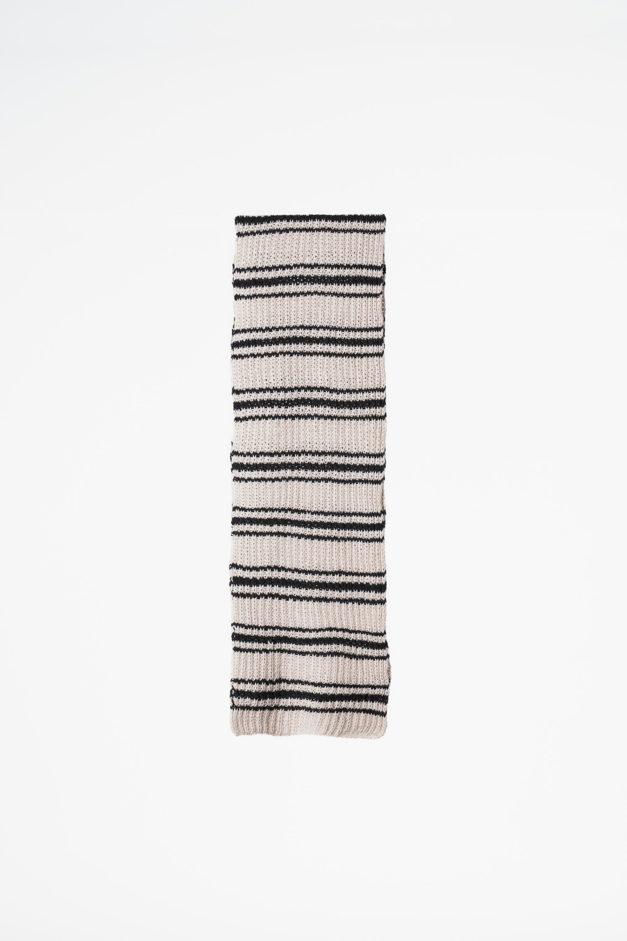 DINADI Merino Handknit Striped Scarf - Almond White