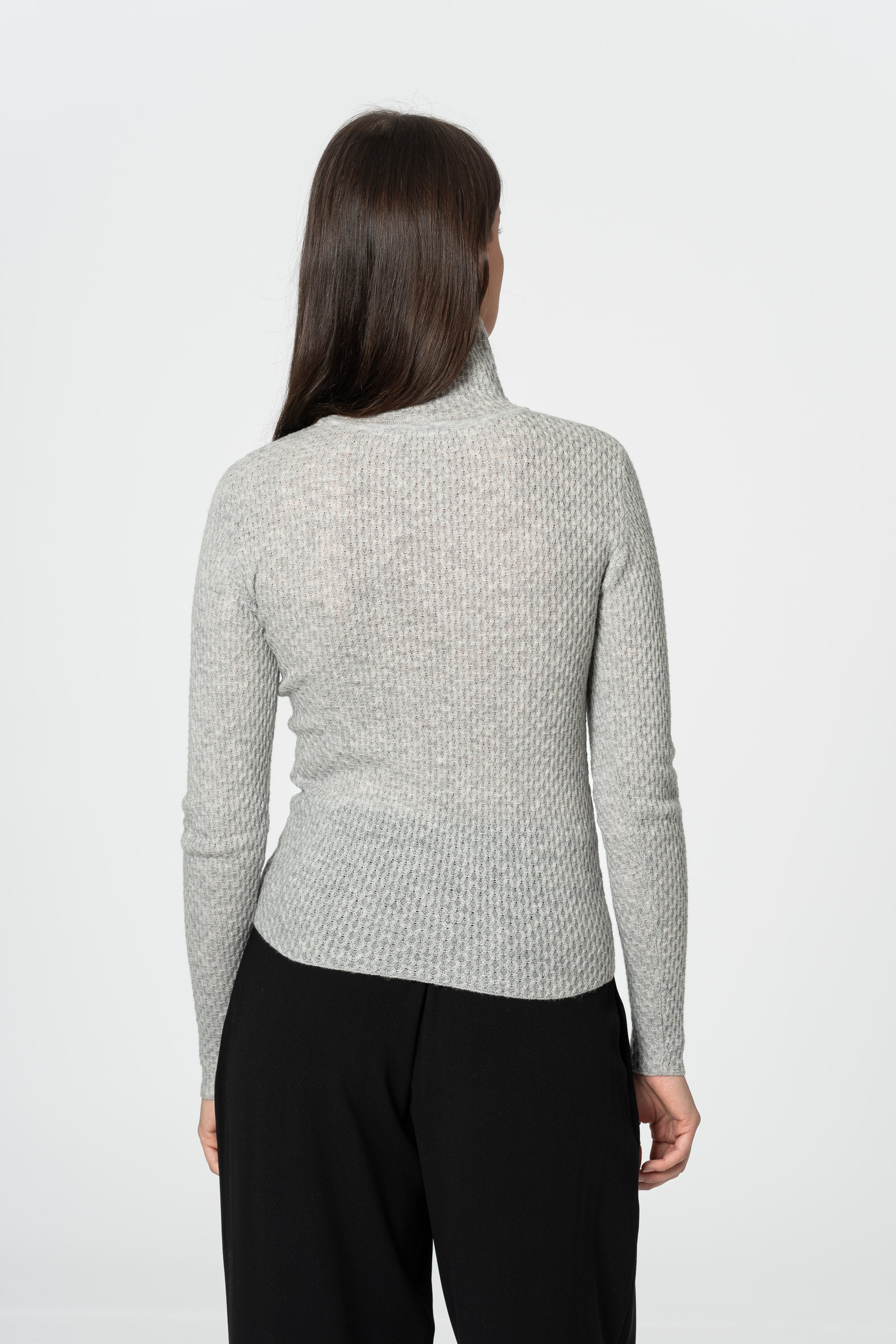 DINADI Lace Turtleneck - Silver Grey