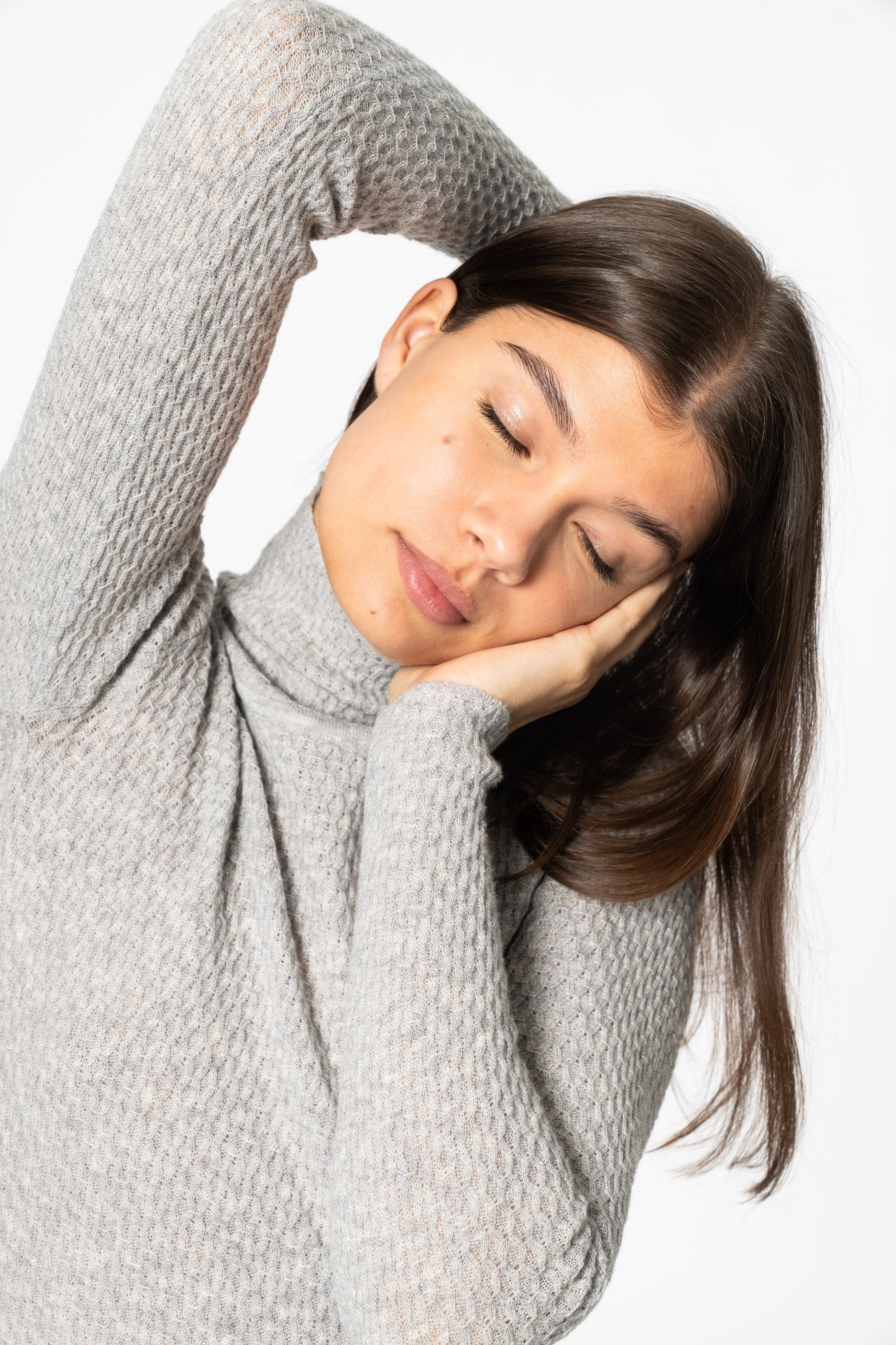 DINADI Lace Turtleneck - Silver Grey