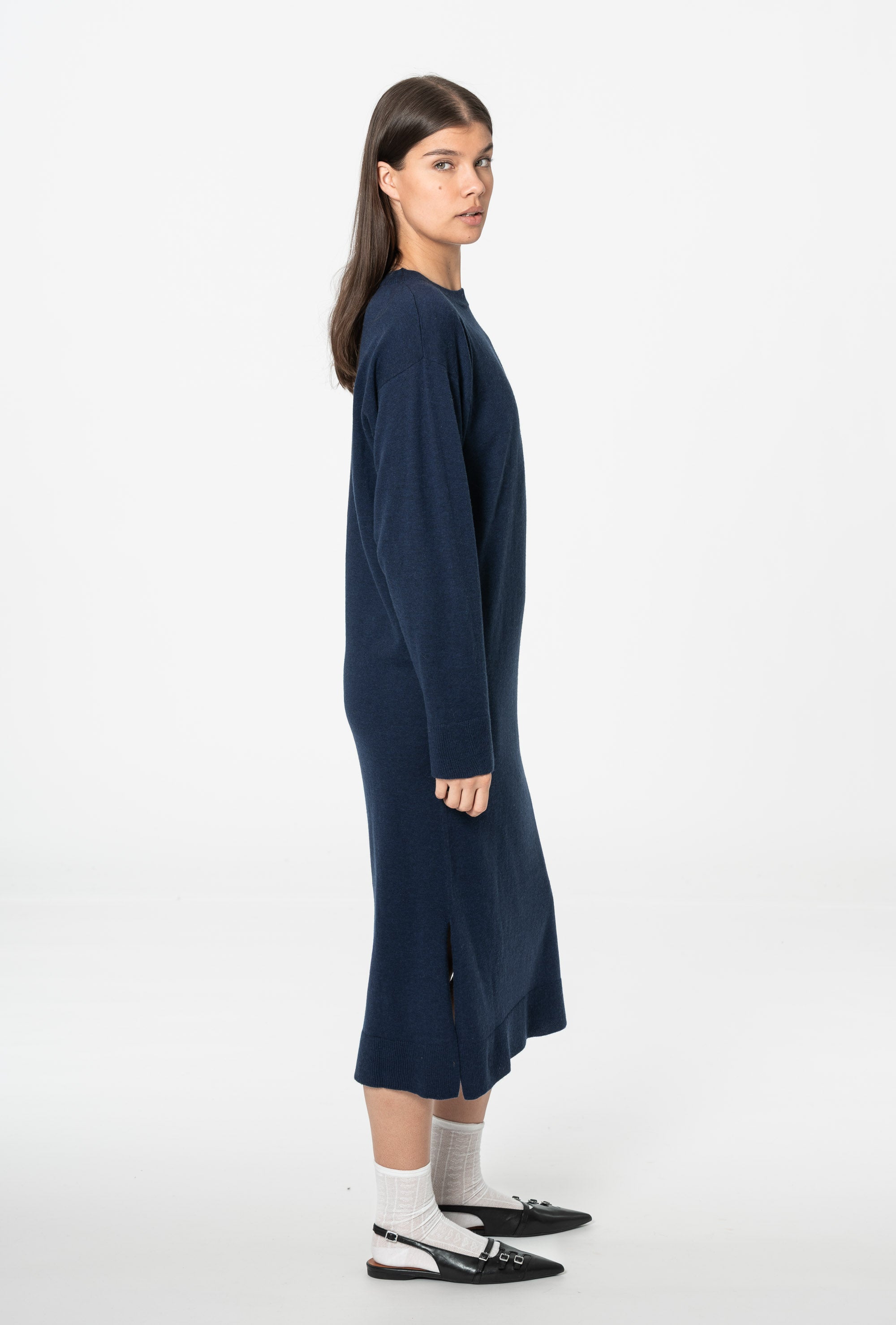 DINADI Merino Long Dress - Space Blue