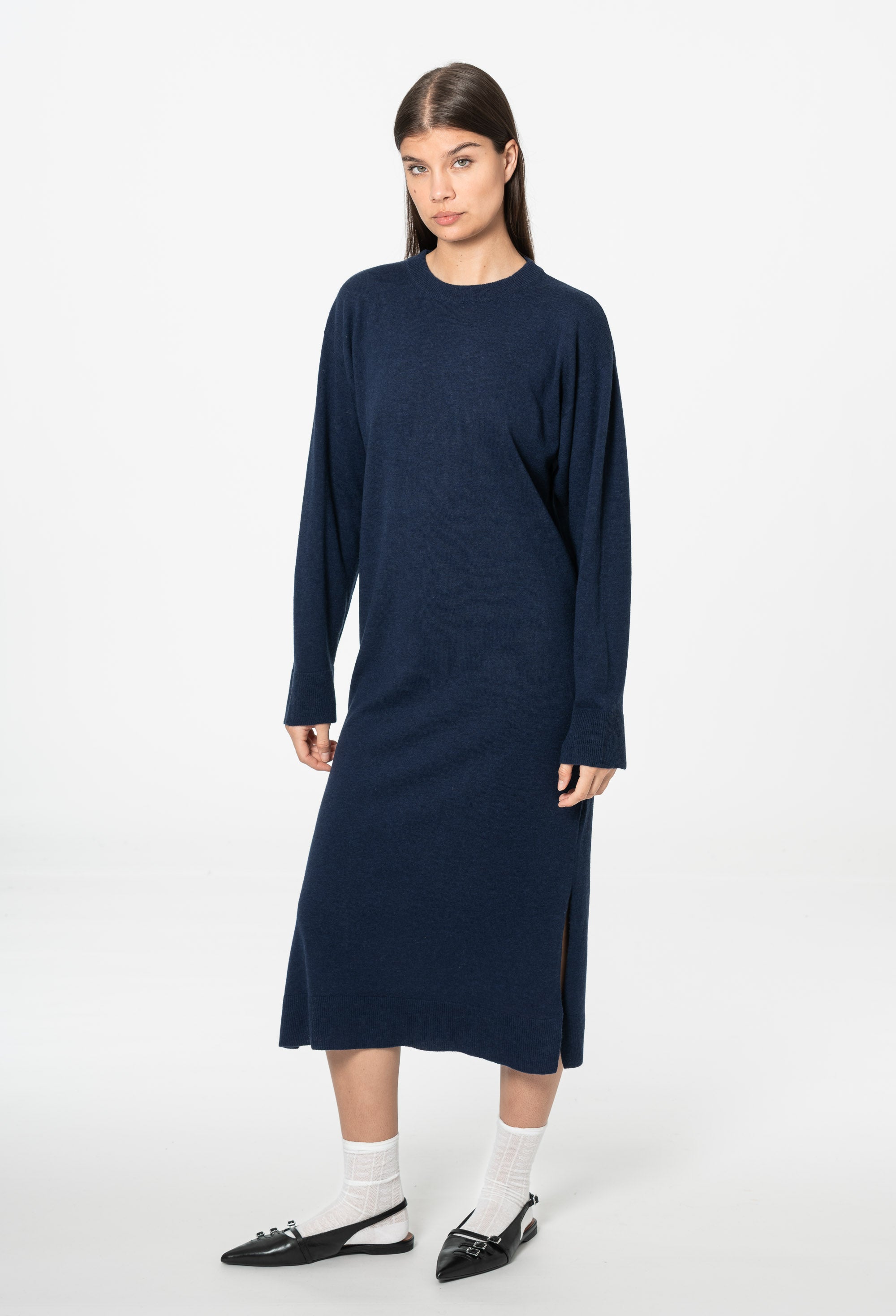 DINADI Merino Long Dress - Space Blue