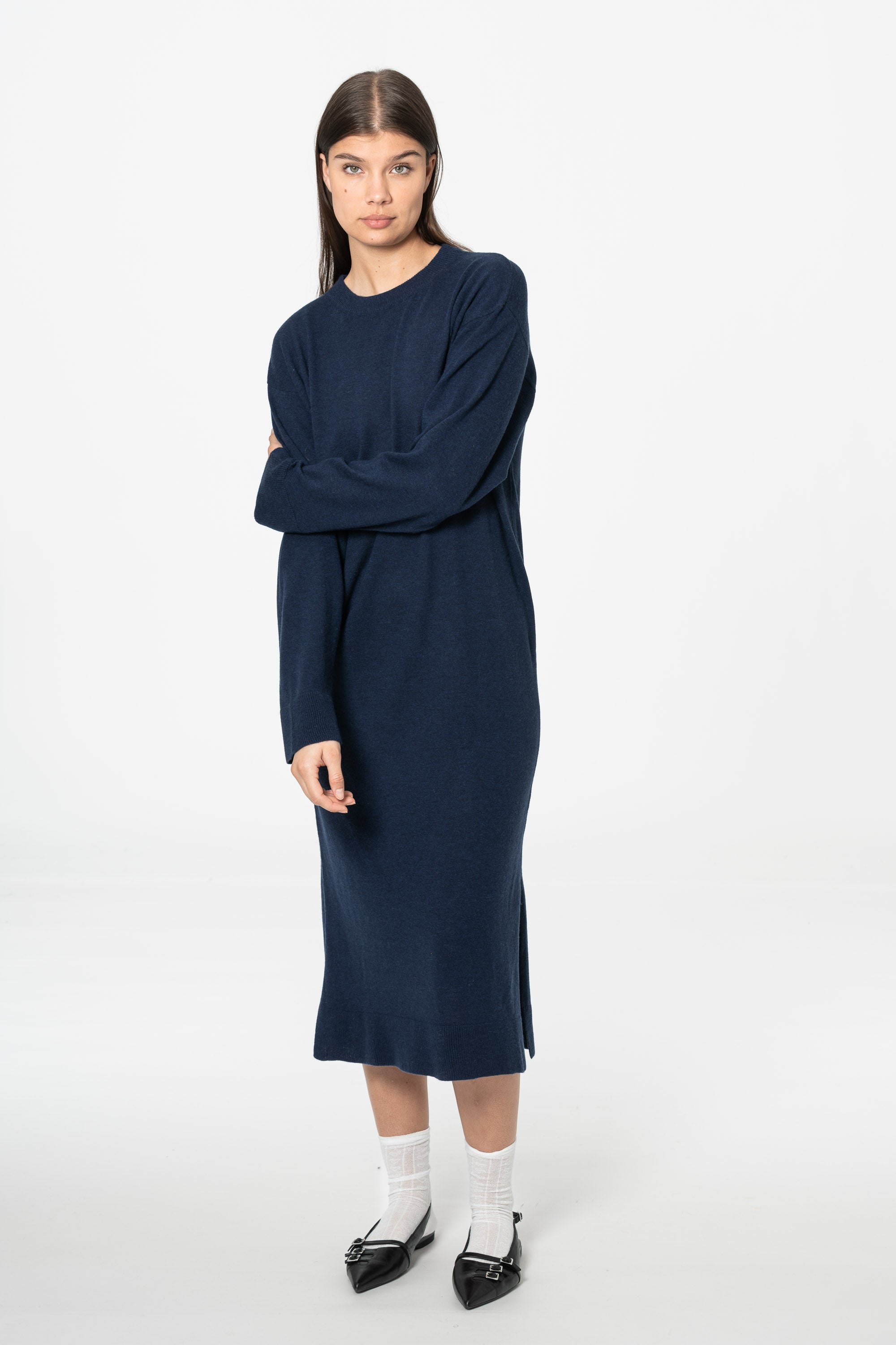 DINADI Merino Long Dress - Space Blue