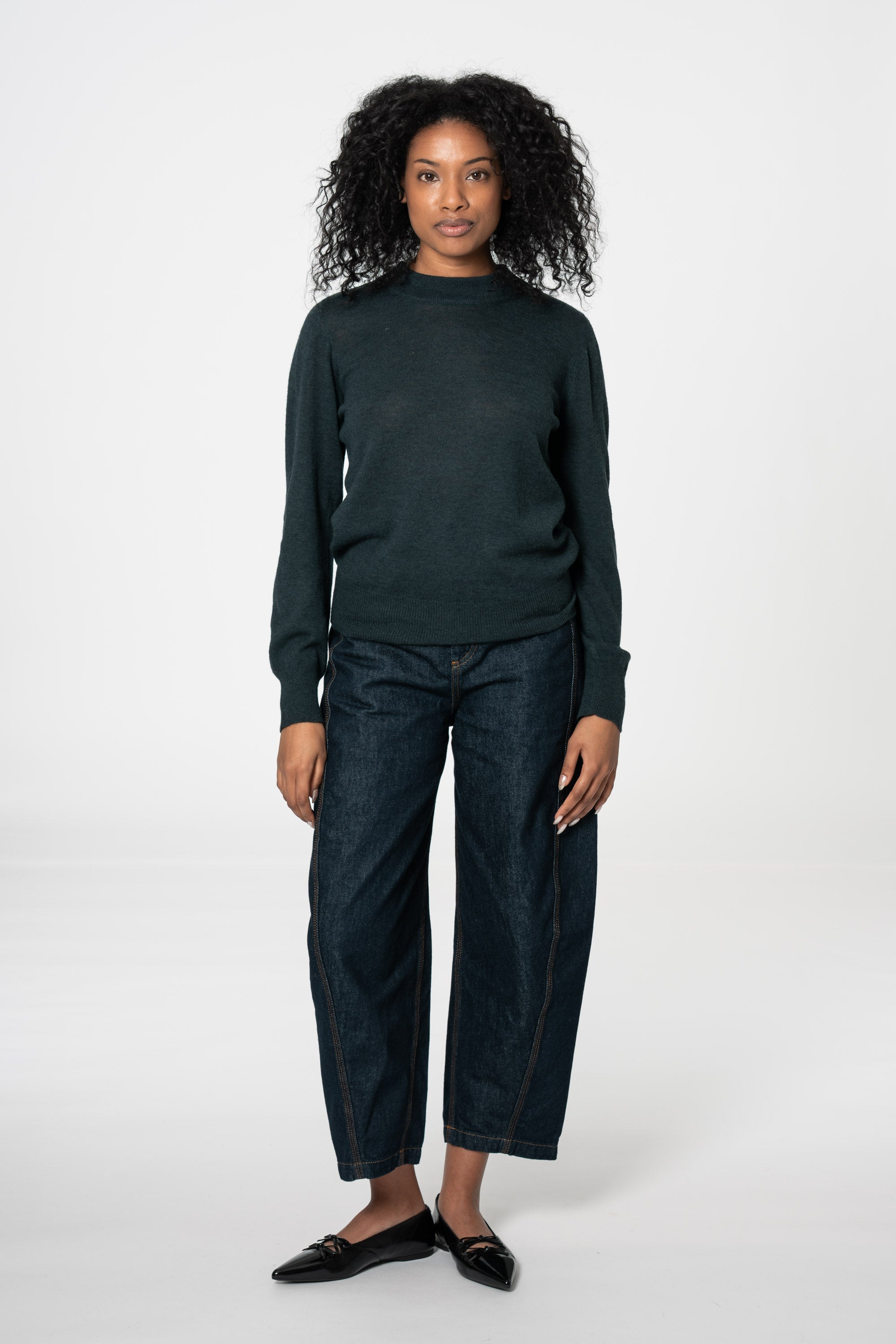 DINADI Merino O-Neck Sweater - Peacock Green