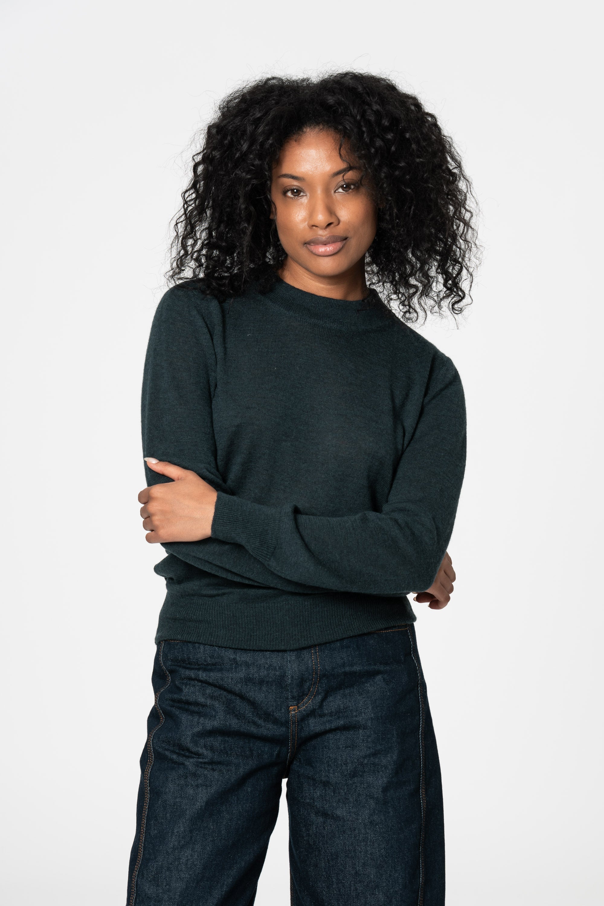 DINADI Merino O-Neck Sweater - Peacock Green