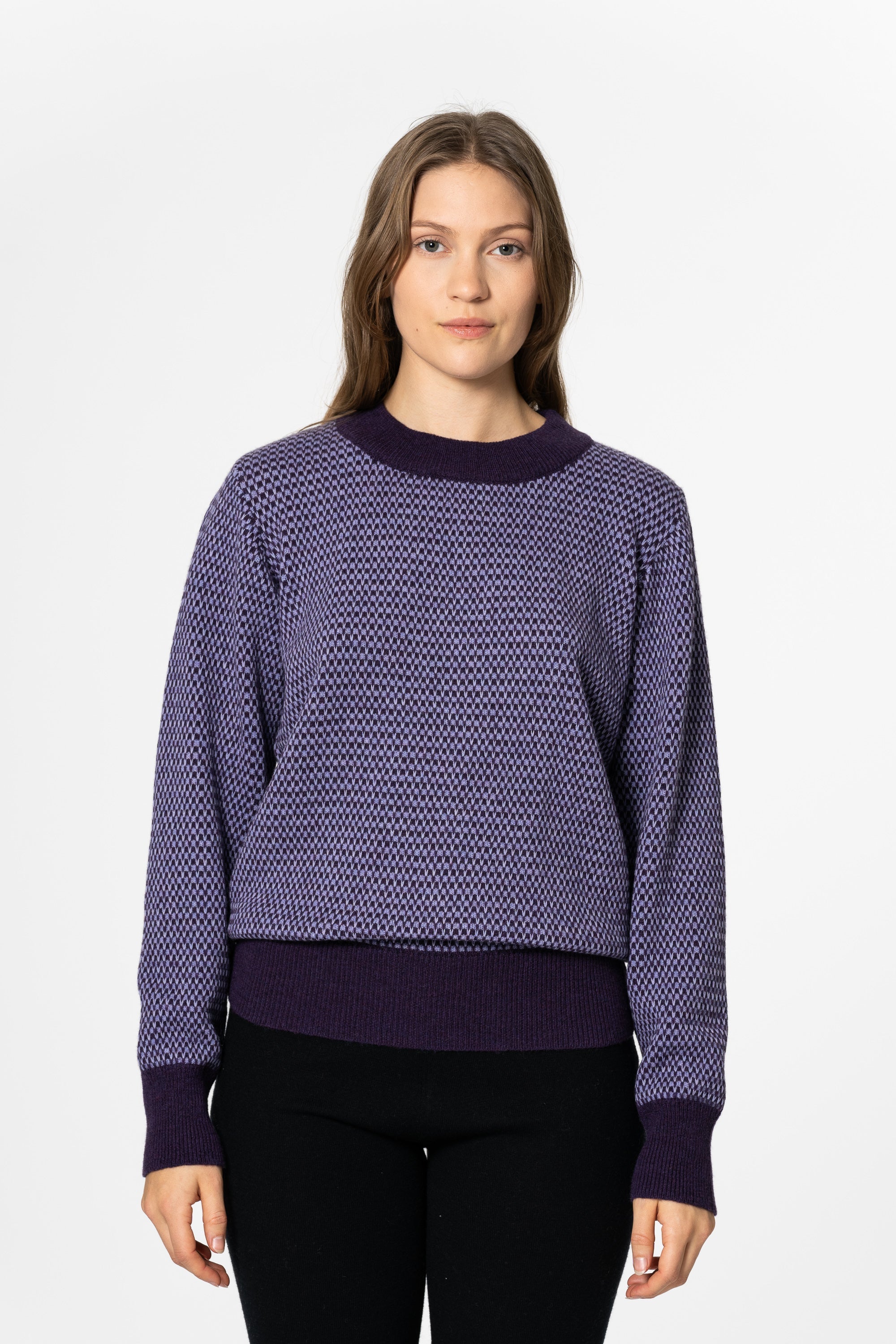 DINADI Pattern Sweater - Plum Purple