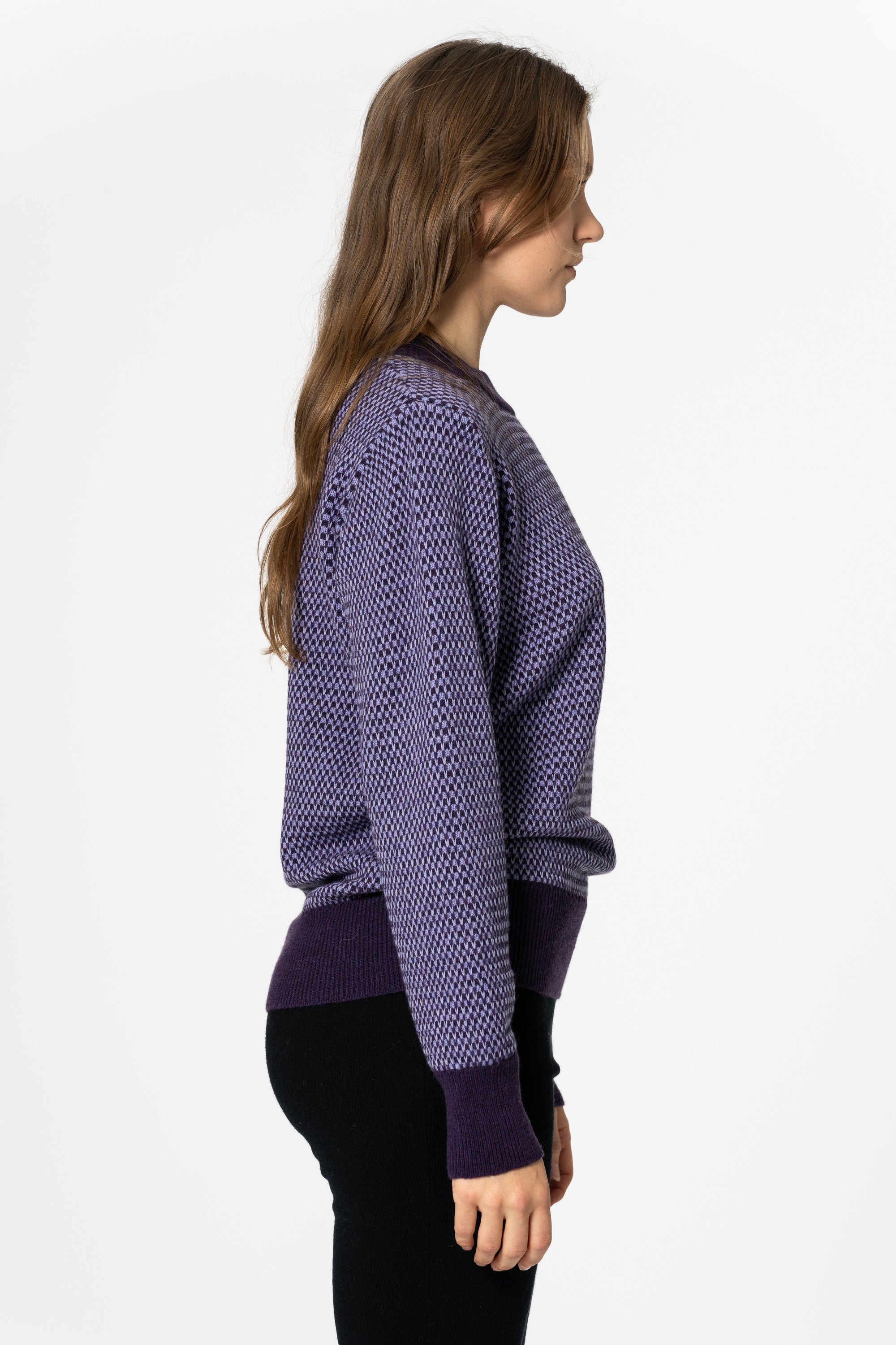 DINADI Pattern Sweater - Plum Purple
