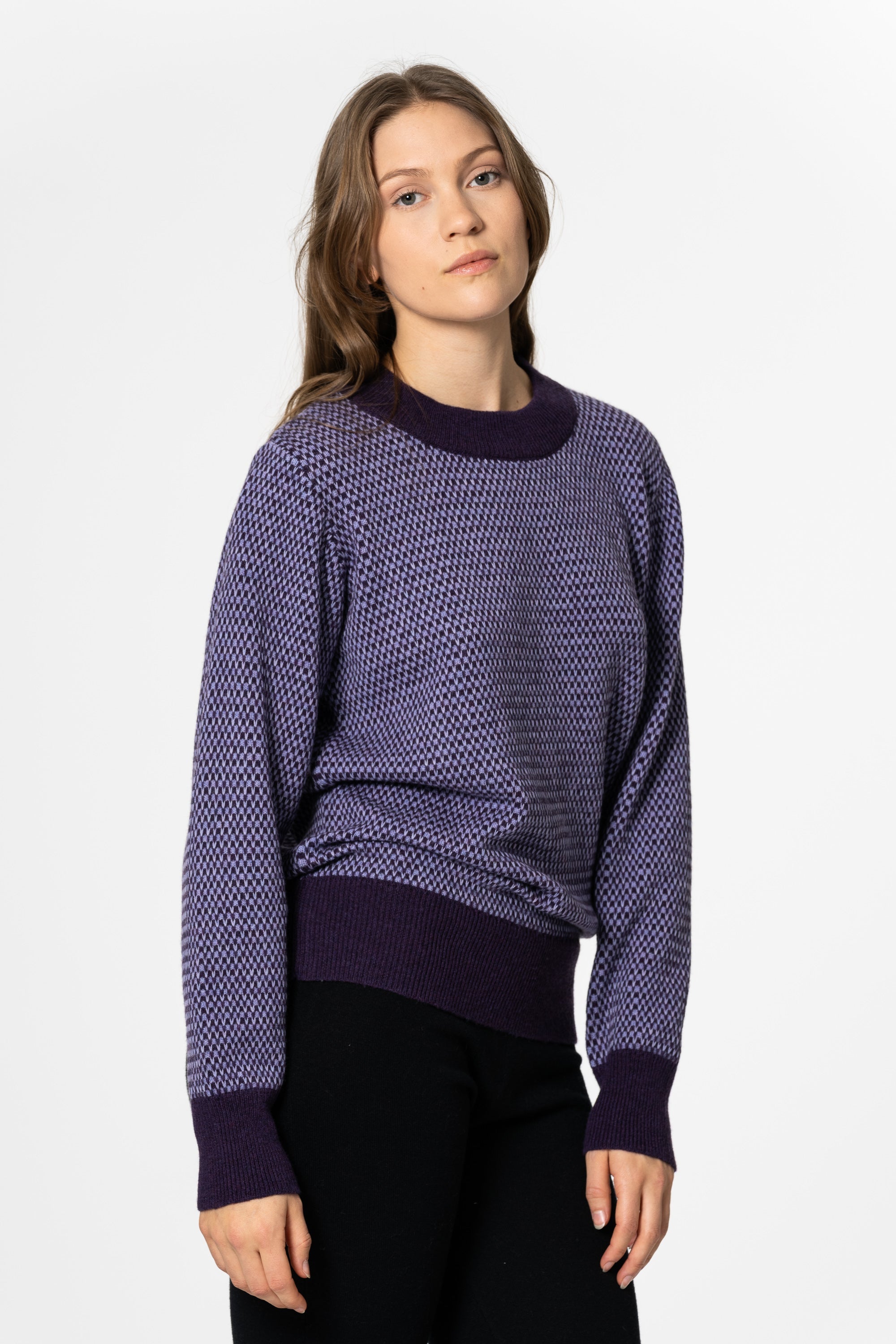 DINADI Pattern Sweater - Plum Purple