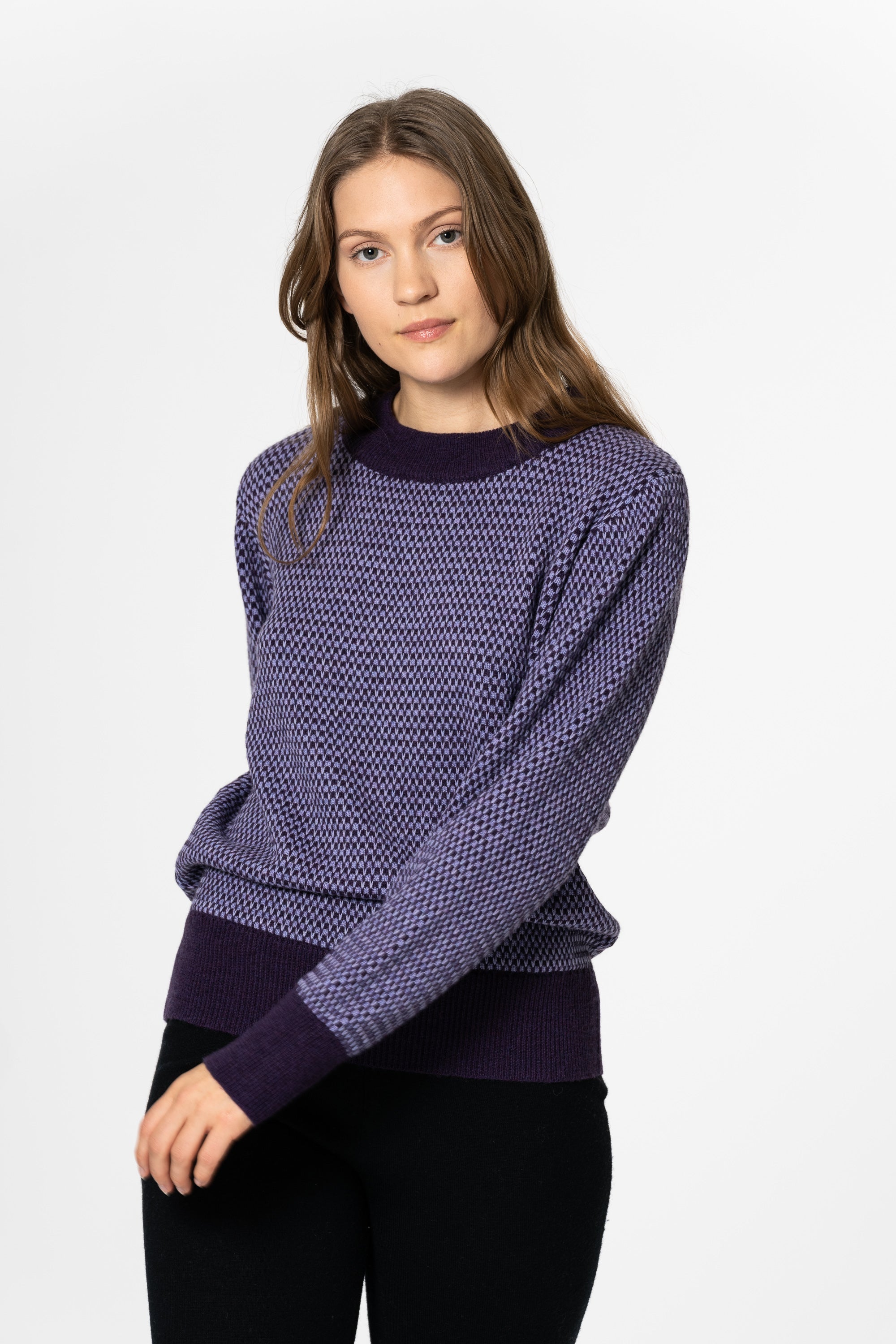 DINADI Pattern Sweater - Plum Purple