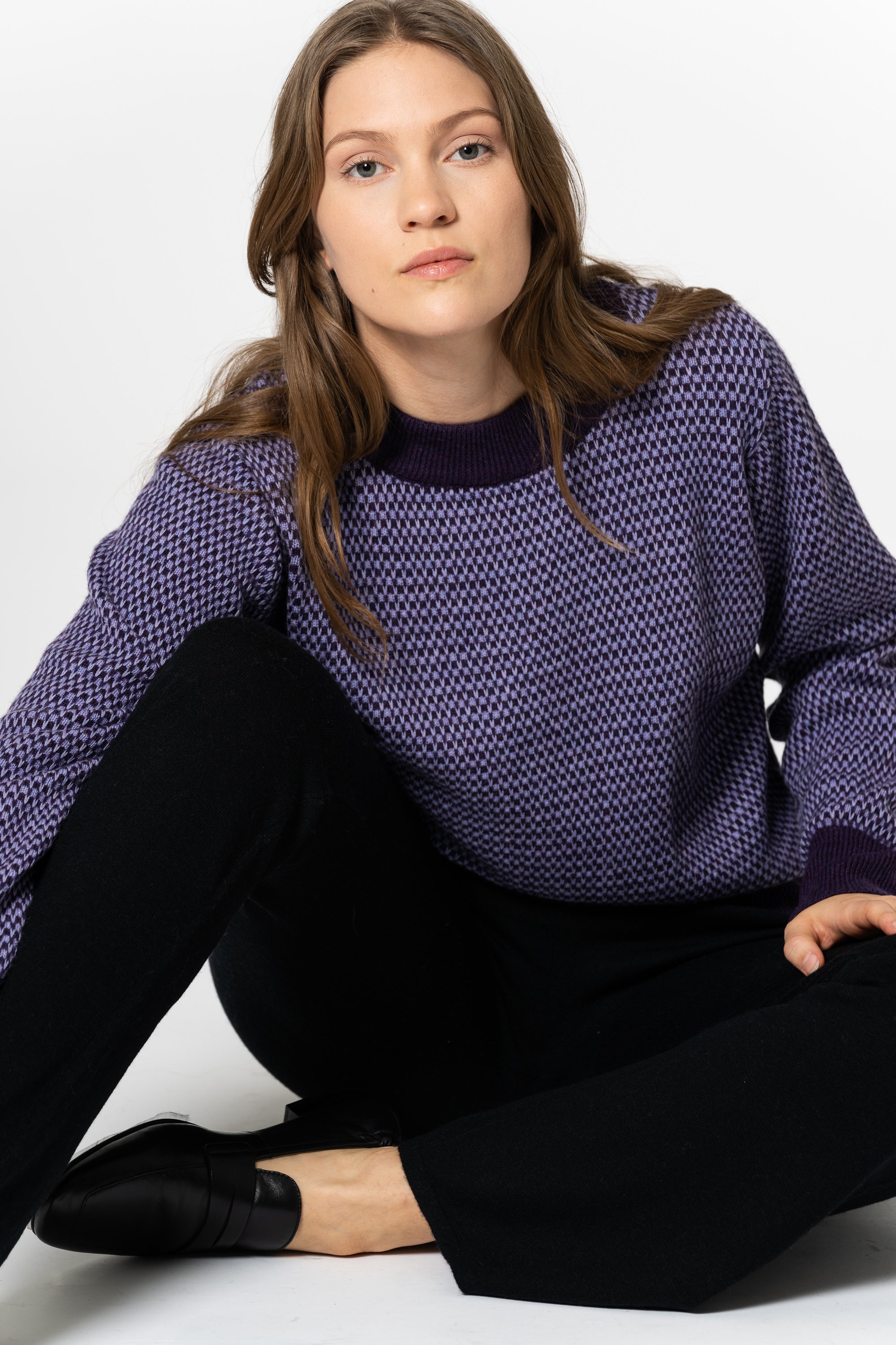 DINADI Pattern Sweater - Plum Purple