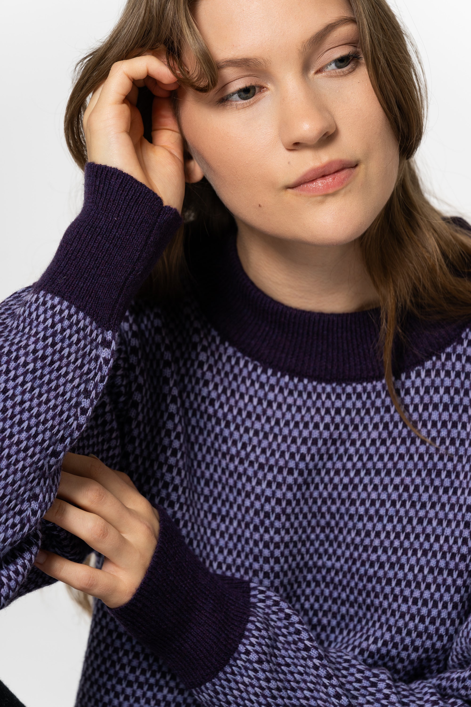 DINADI Pattern Sweater - Plum Purple