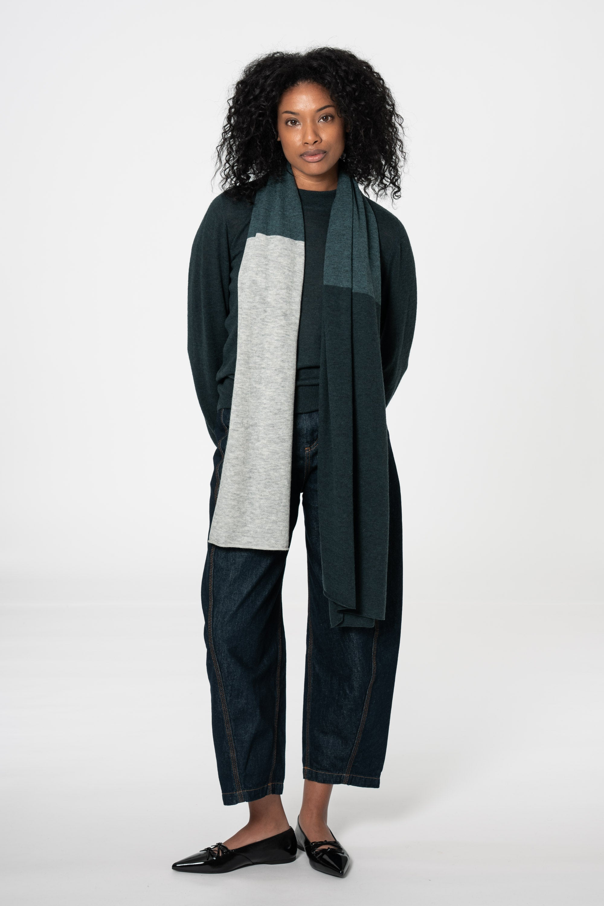 DINADI Merino Scarf - Peacock Blocked