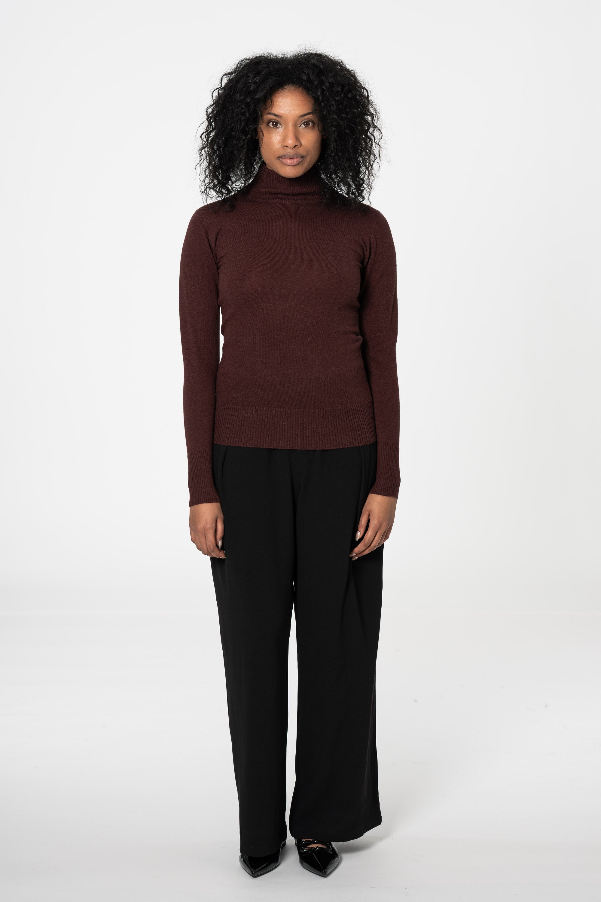 DINADI Merino Turtleneck - Merlot Red
