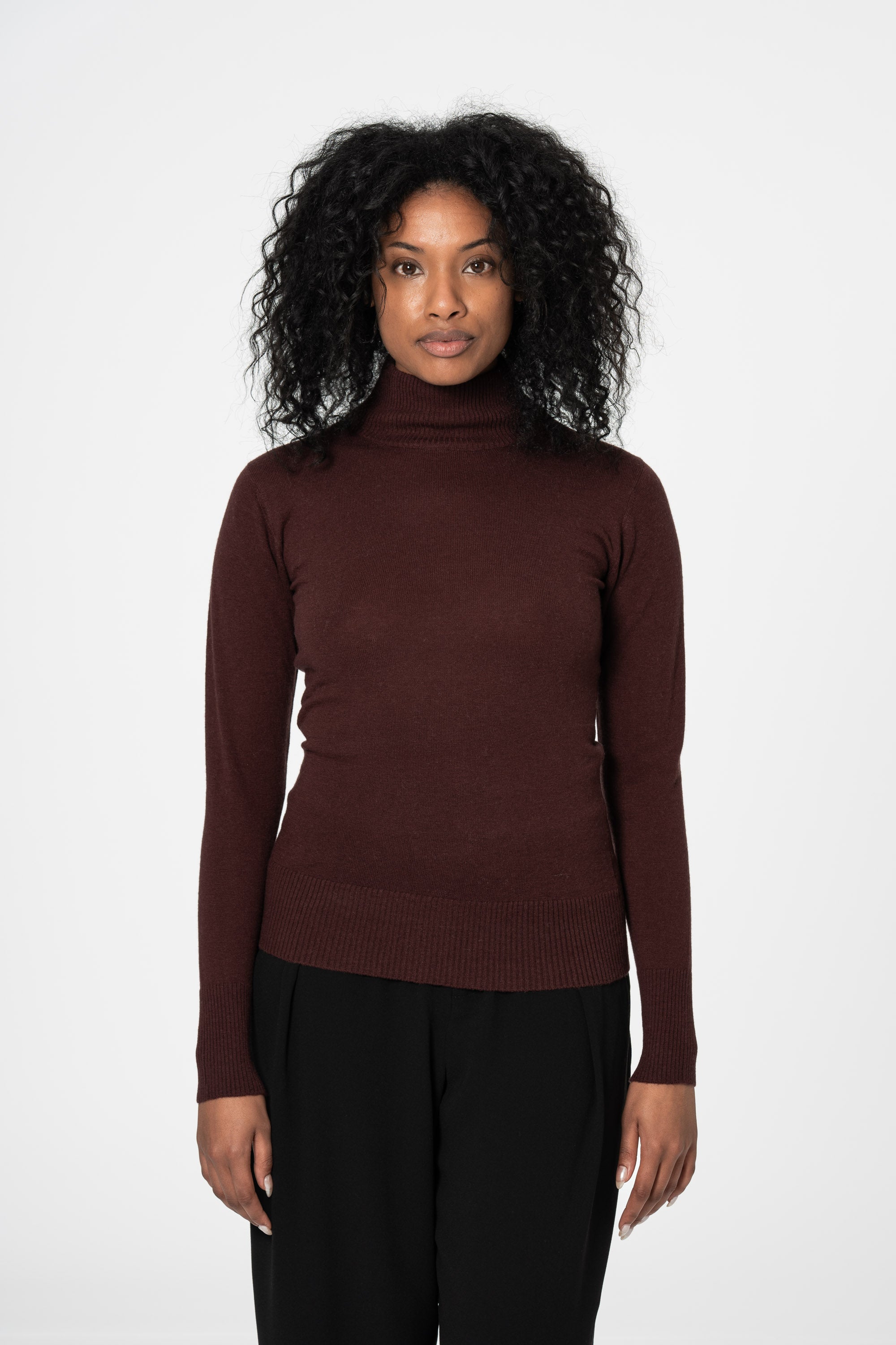 DINADI Merino Turtleneck - Merlot Red