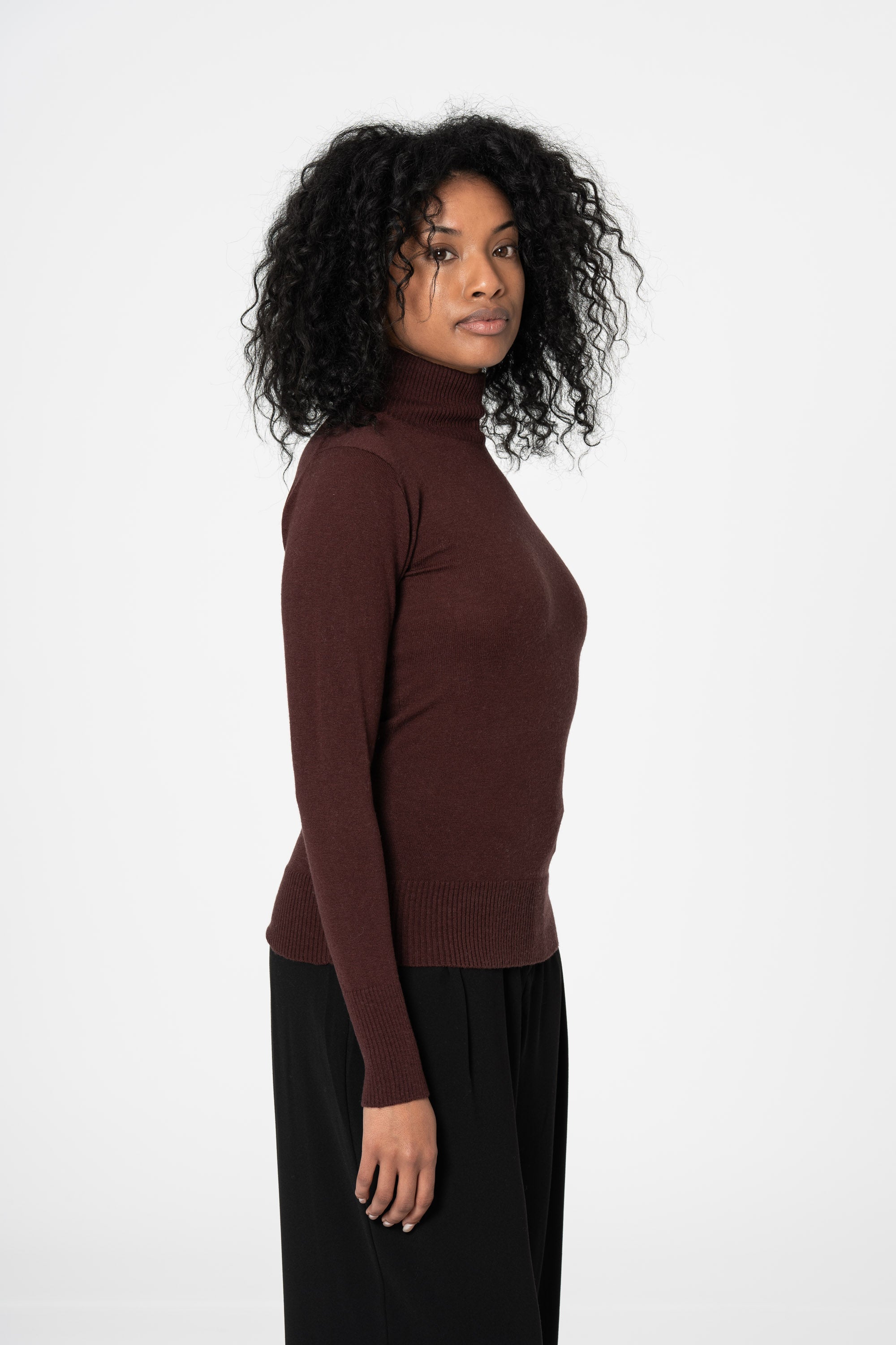 DINADI Merino Turtleneck - Merlot Red