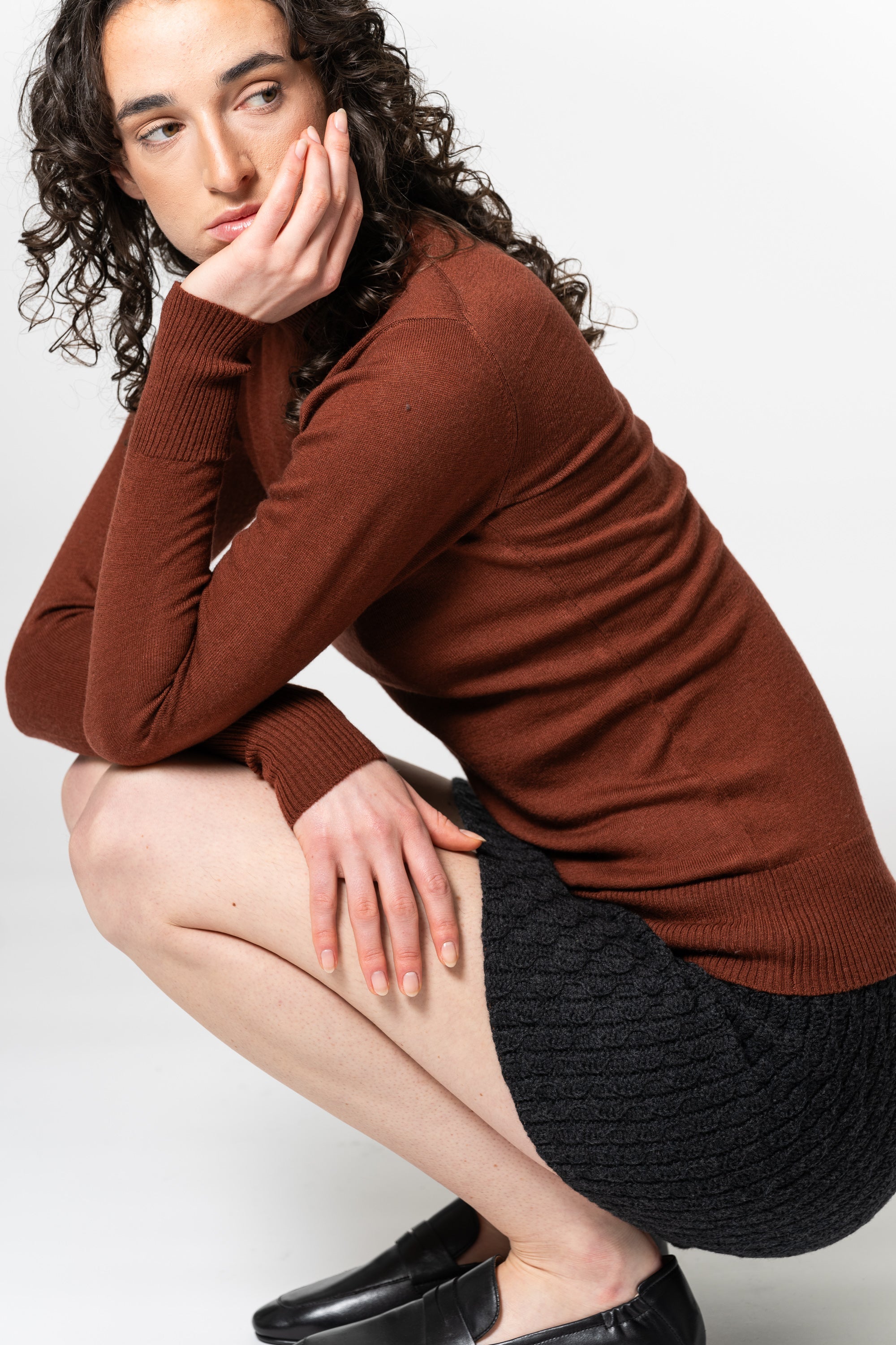DINADI Merino Turtleneck - Red Rust