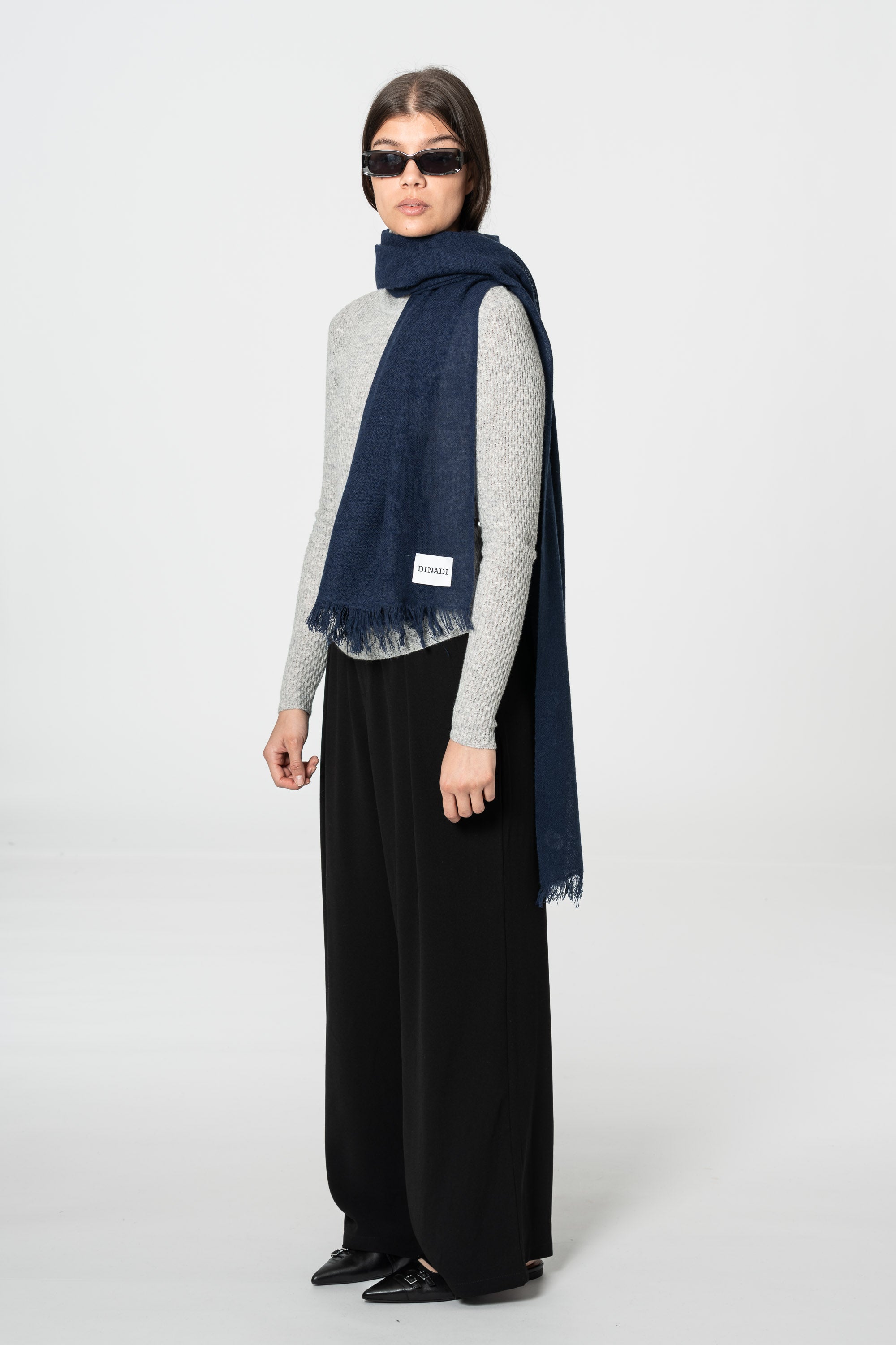 DINADI Merino Woven Scarf - Space Blue