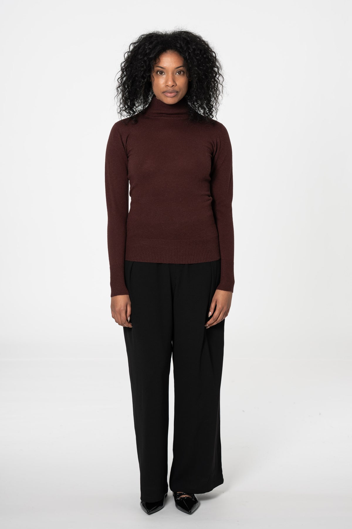 DINADI Merino Turtleneck - Merlot Red