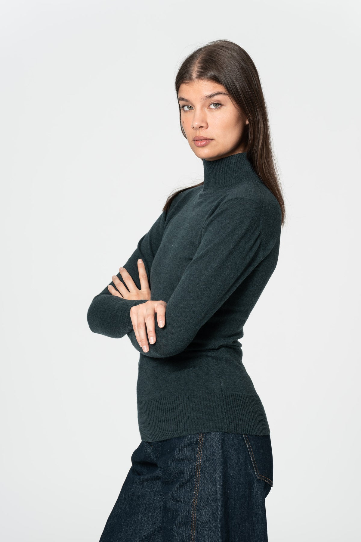 DINADI Merino Turtleneck - Peacock Green