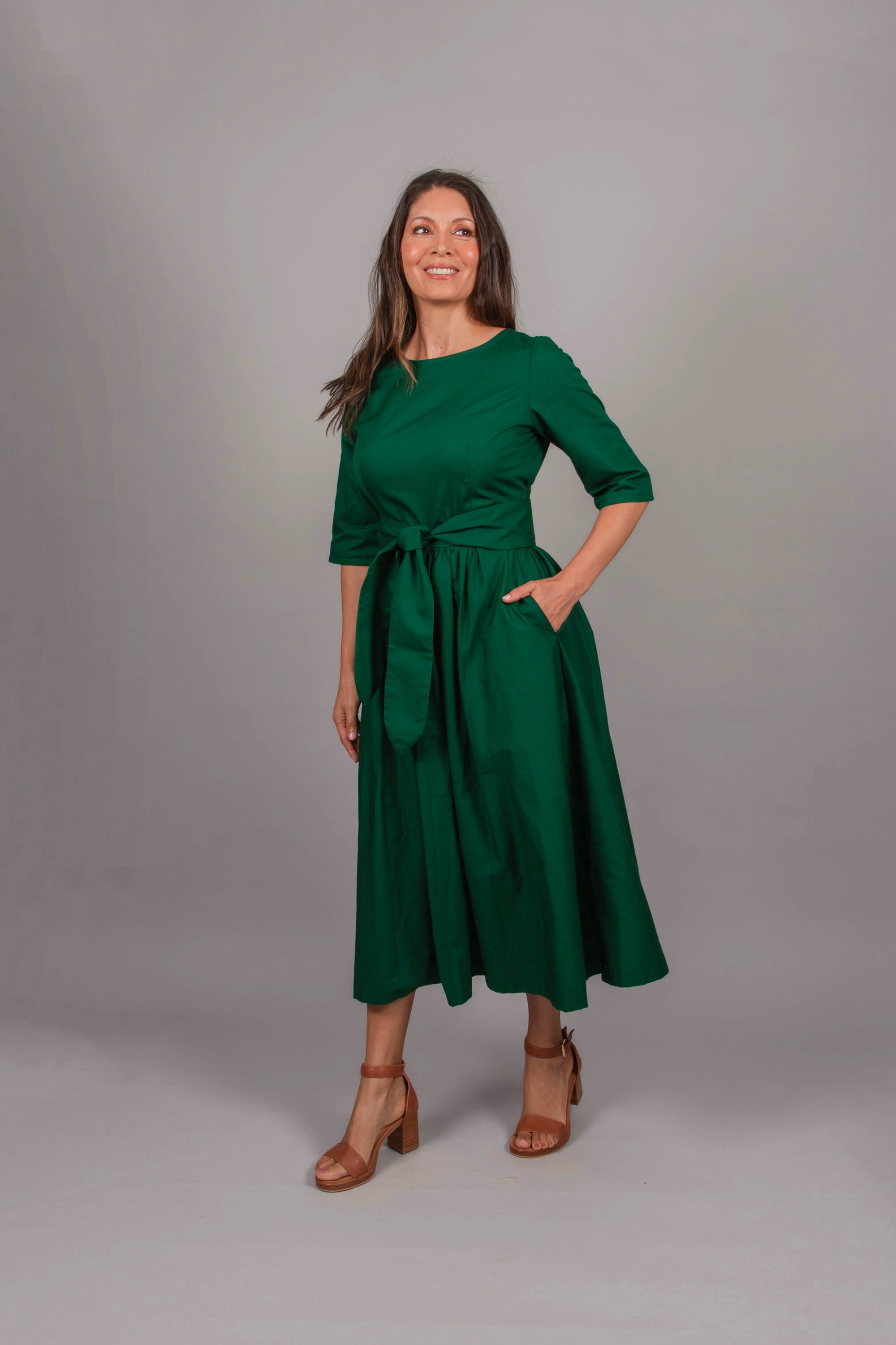 Lucinda Dress - Green Indian Poplin