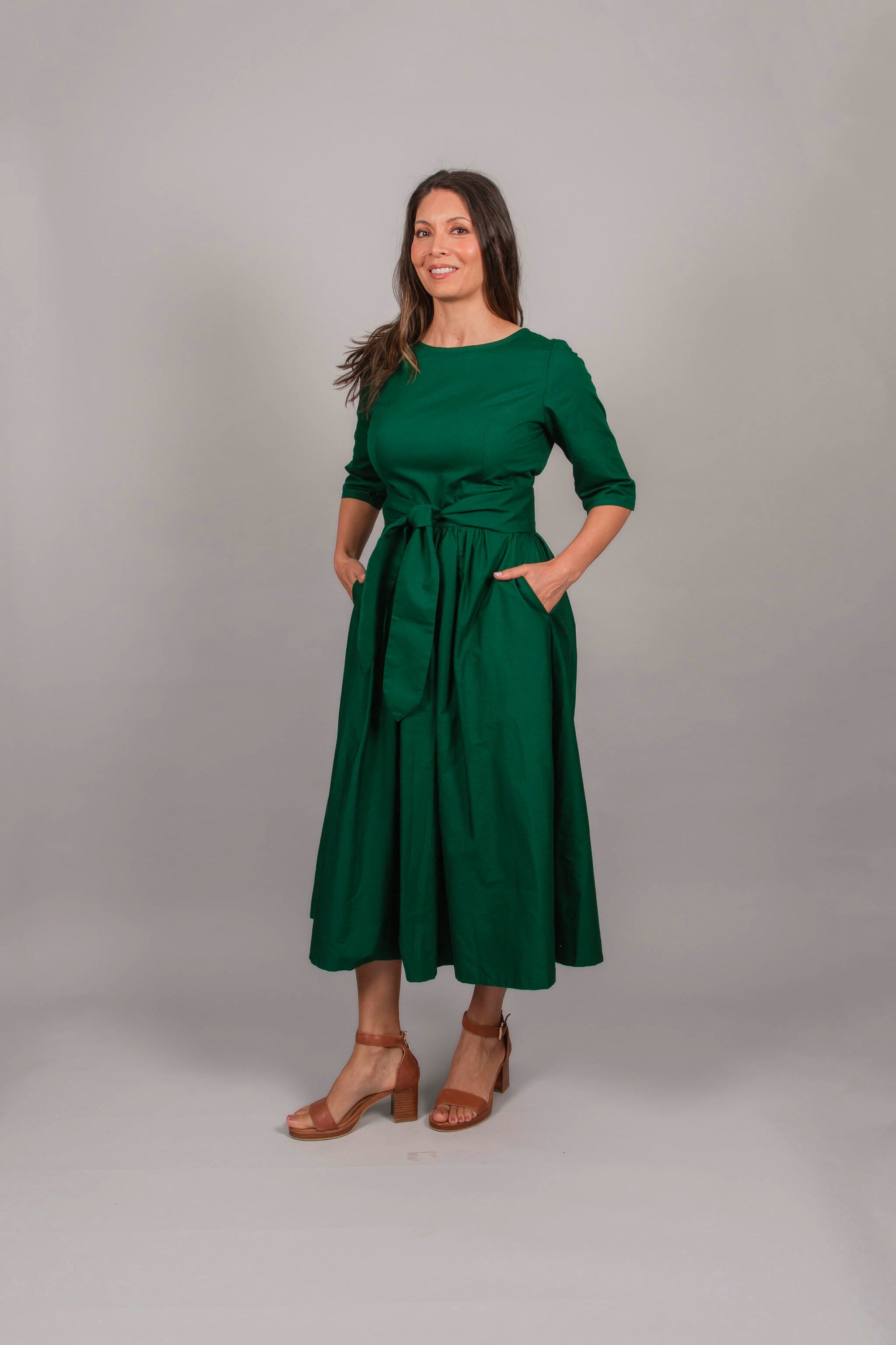 Lucinda Dress - Green Indian Poplin