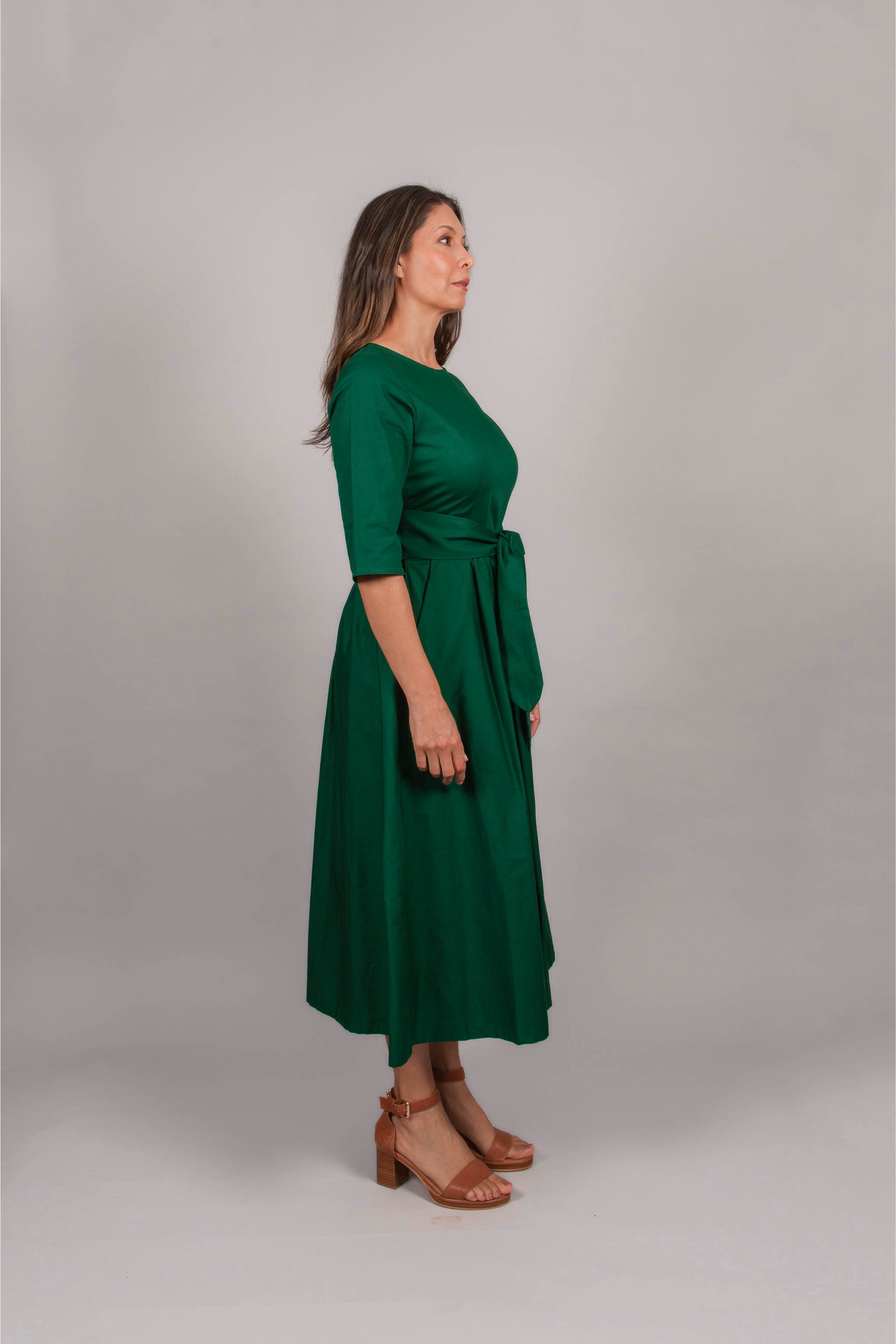 Lucinda Dress - Green Indian Poplin