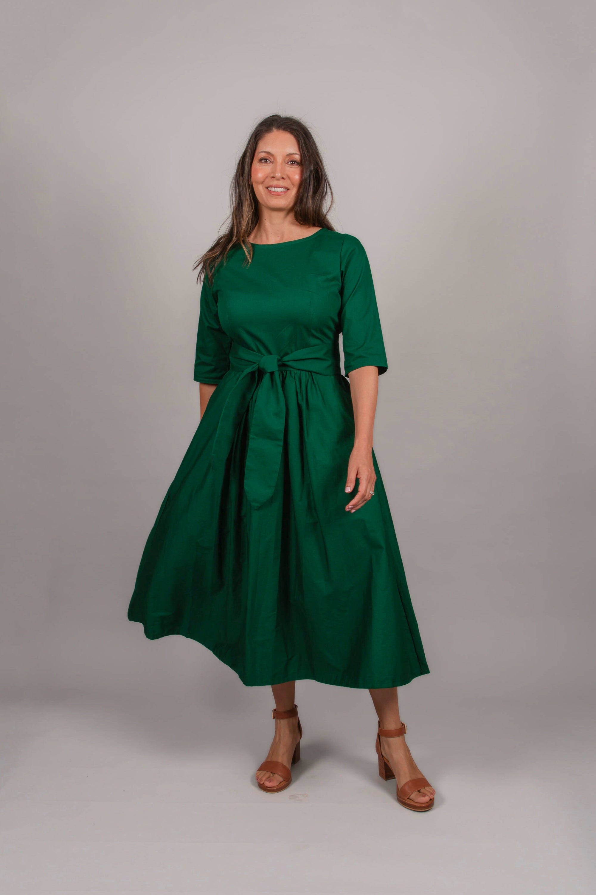Lucinda Dress - Green Indian Poplin