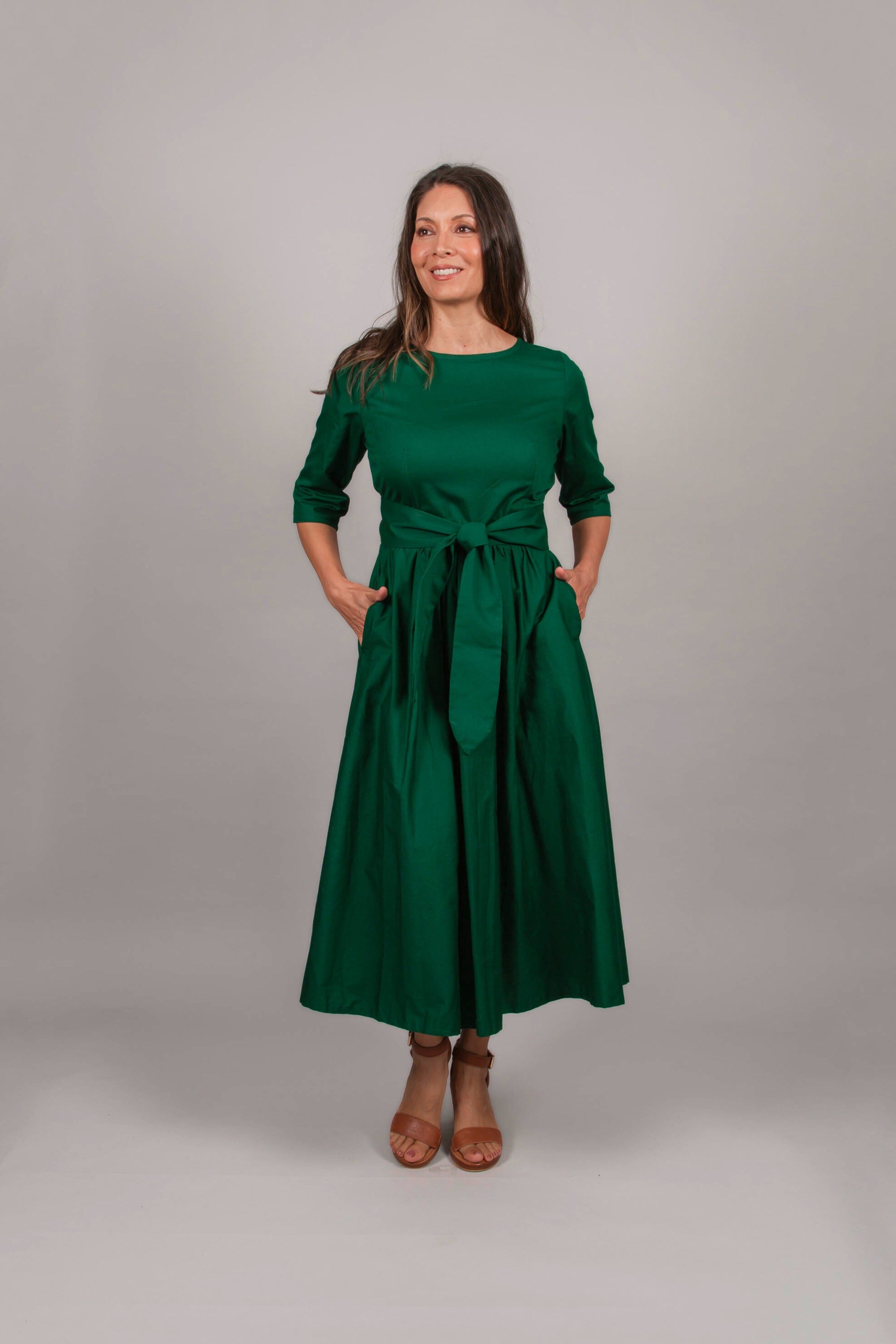 Lucinda Dress - Green Indian Poplin