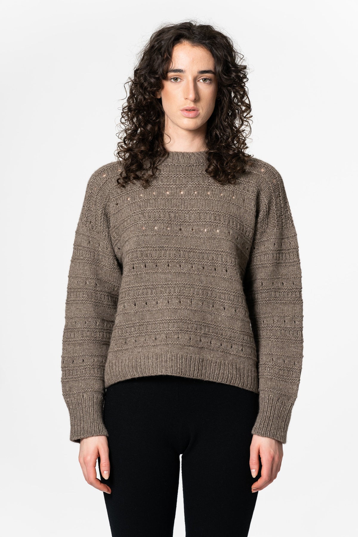 DINADI Yak Handknit Structure Sweater - Oat Brown