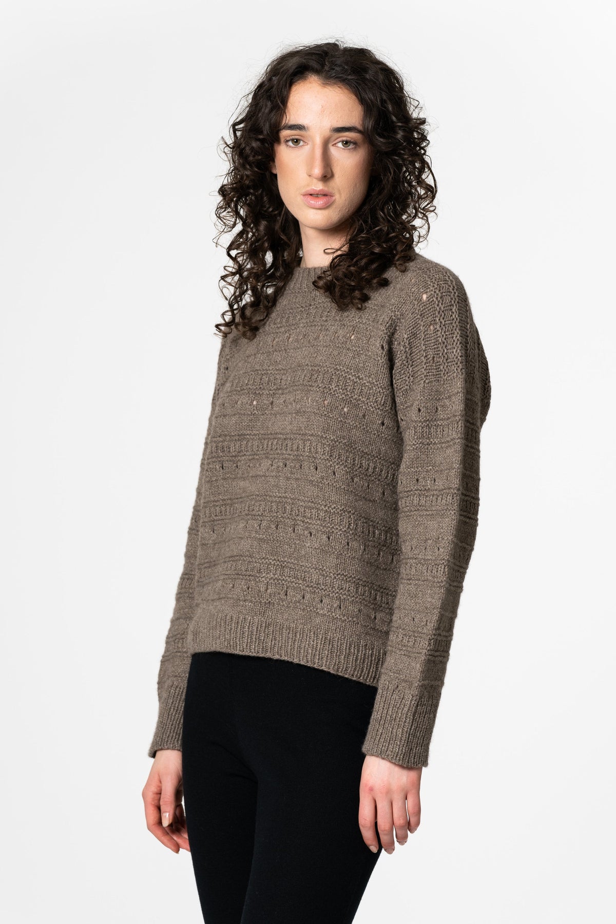 DINADI Yak Handknit Structure Sweater - Oat Brown