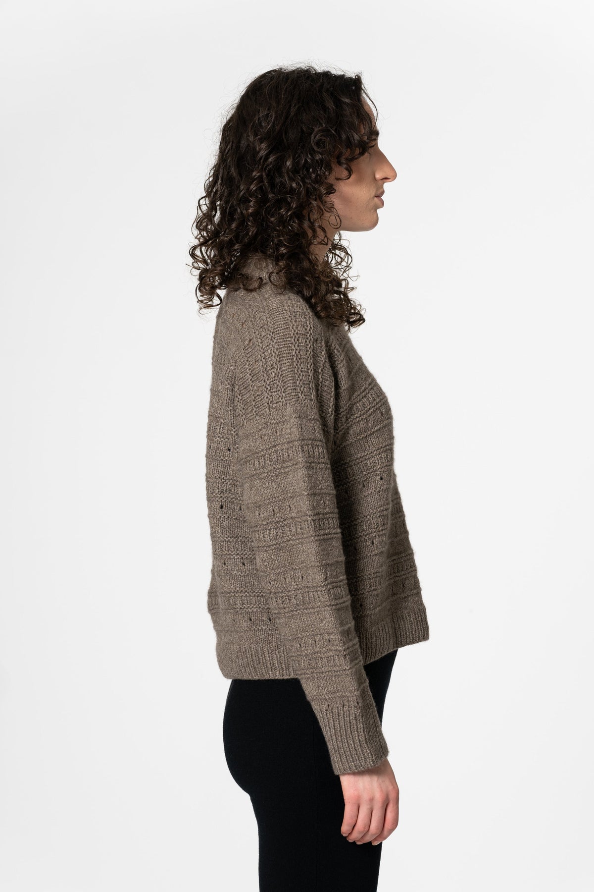 DINADI Yak Handknit Structure Sweater - Oat Brown