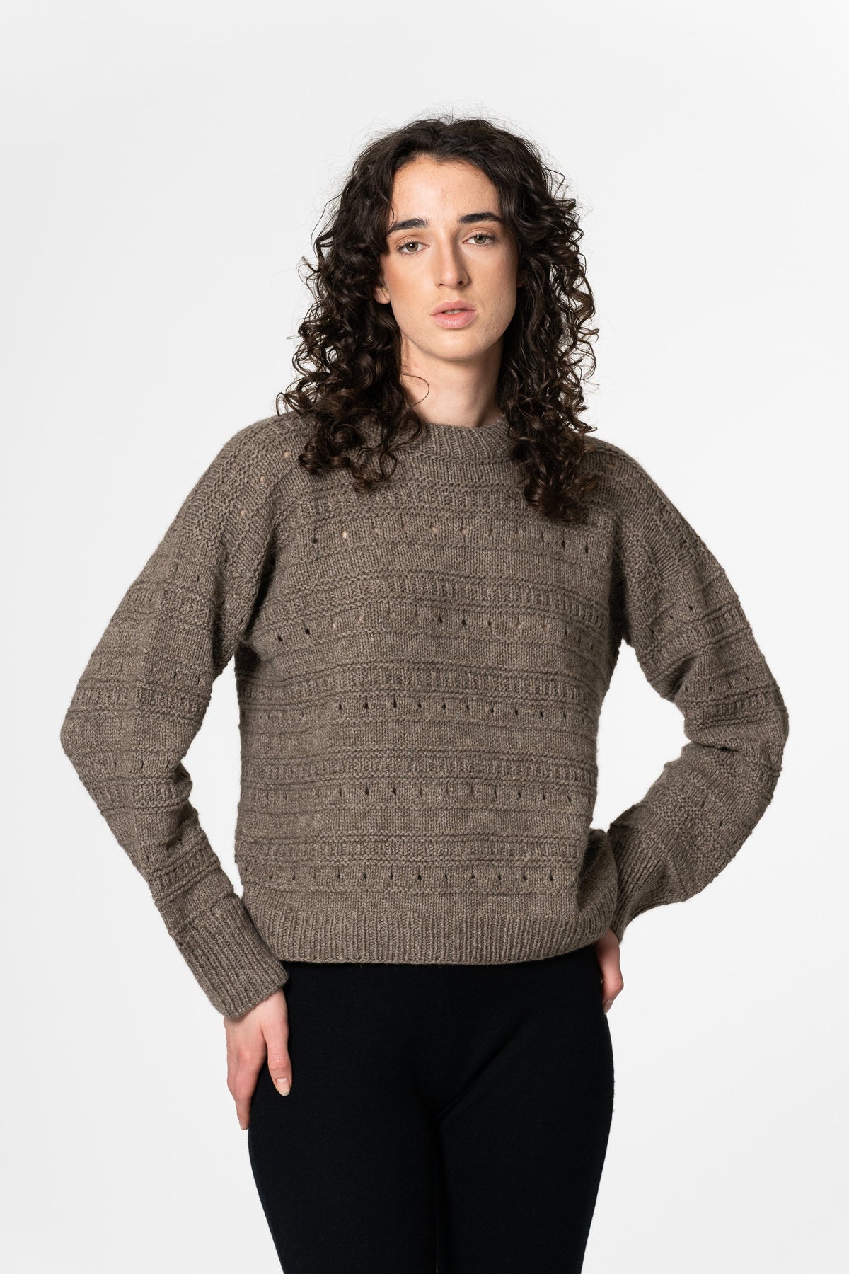 DINADI Yak Handknit Structure Sweater - Oat Brown