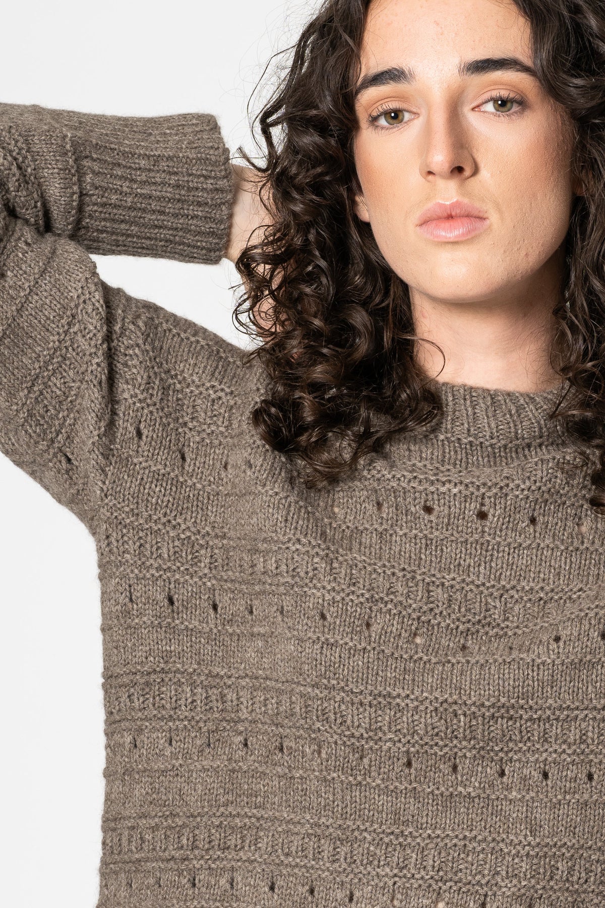 DINADI Yak Handknit Structure Sweater - Oat Brown