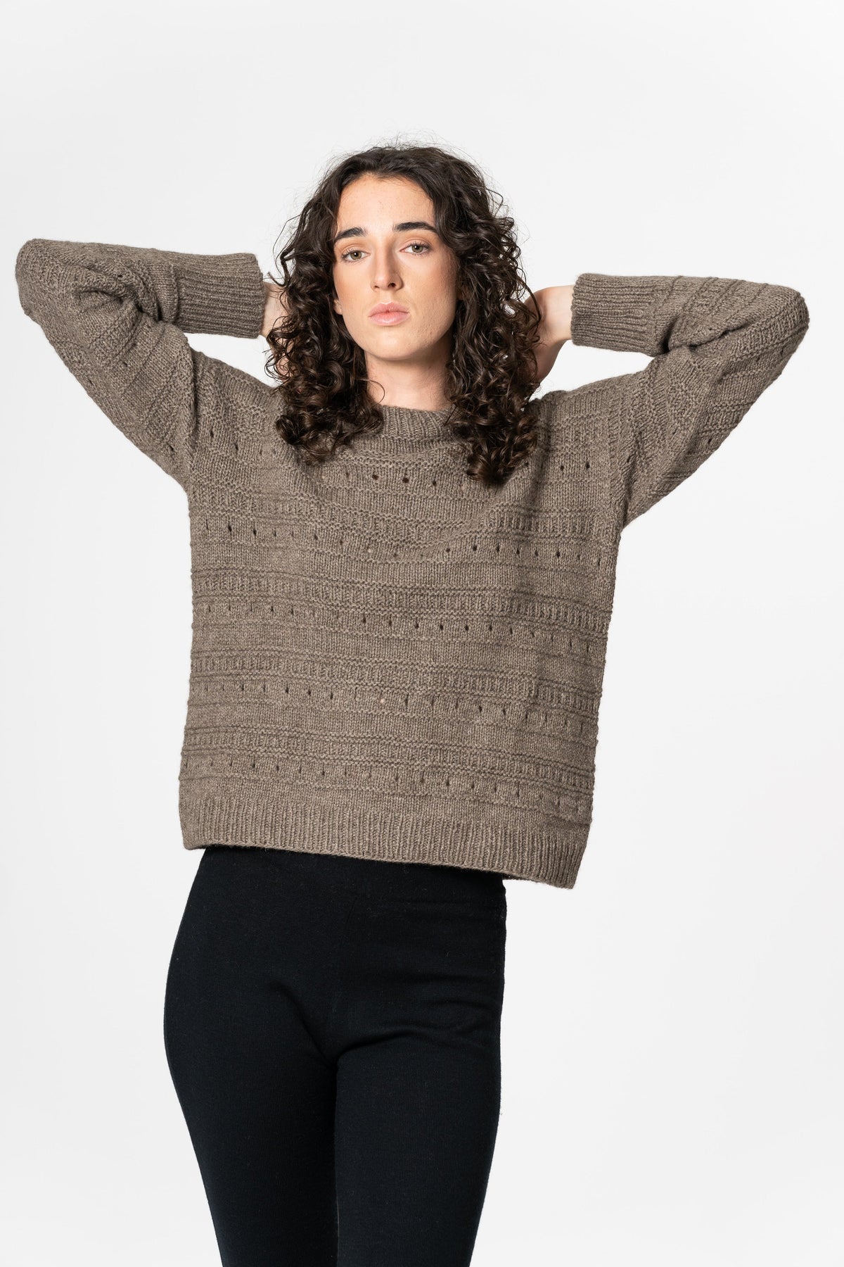 DINADI Yak Handknit Structure Sweater - Oat Brown