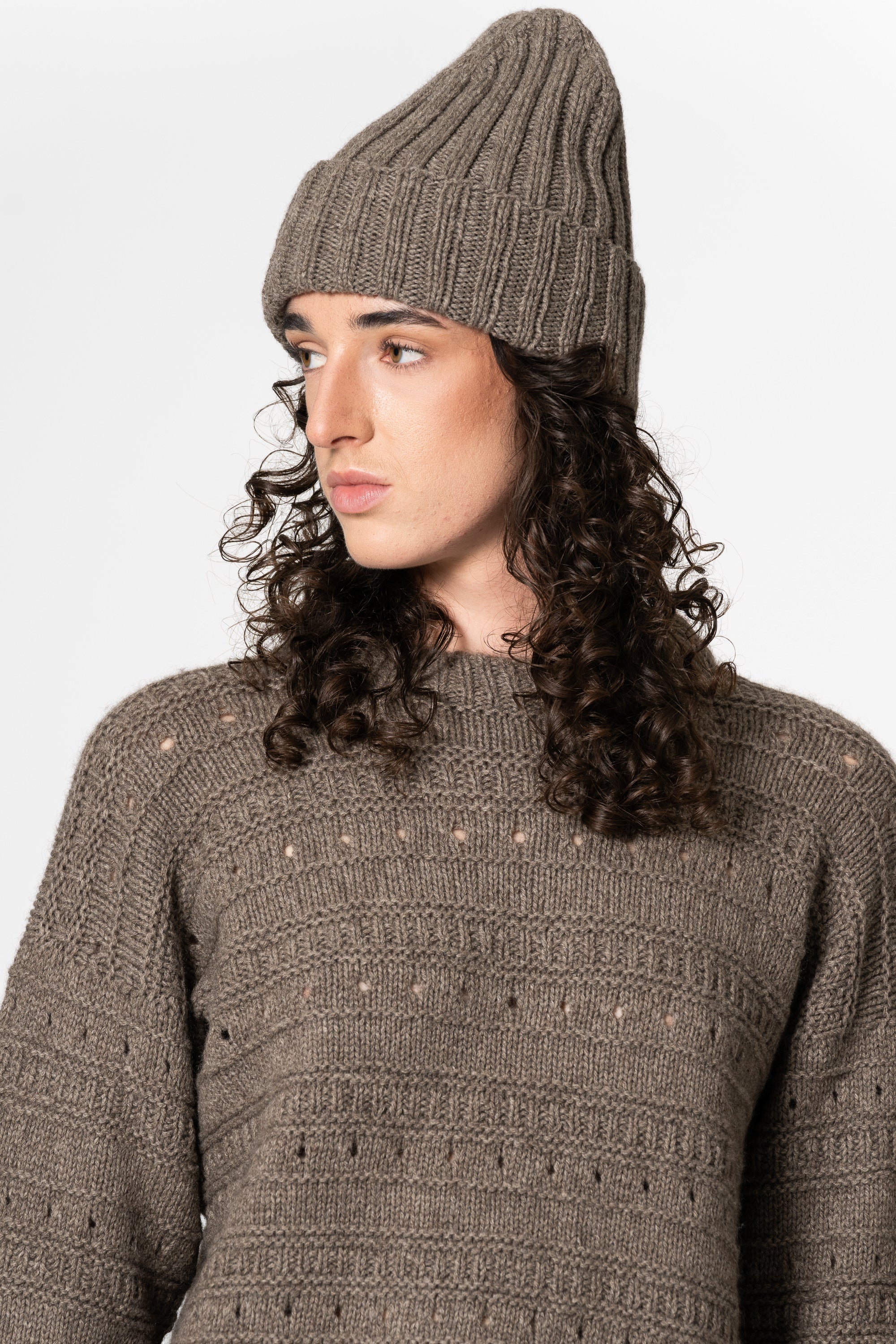 DINADI Yak Handknit Thick Rib Hat - Oat Brown