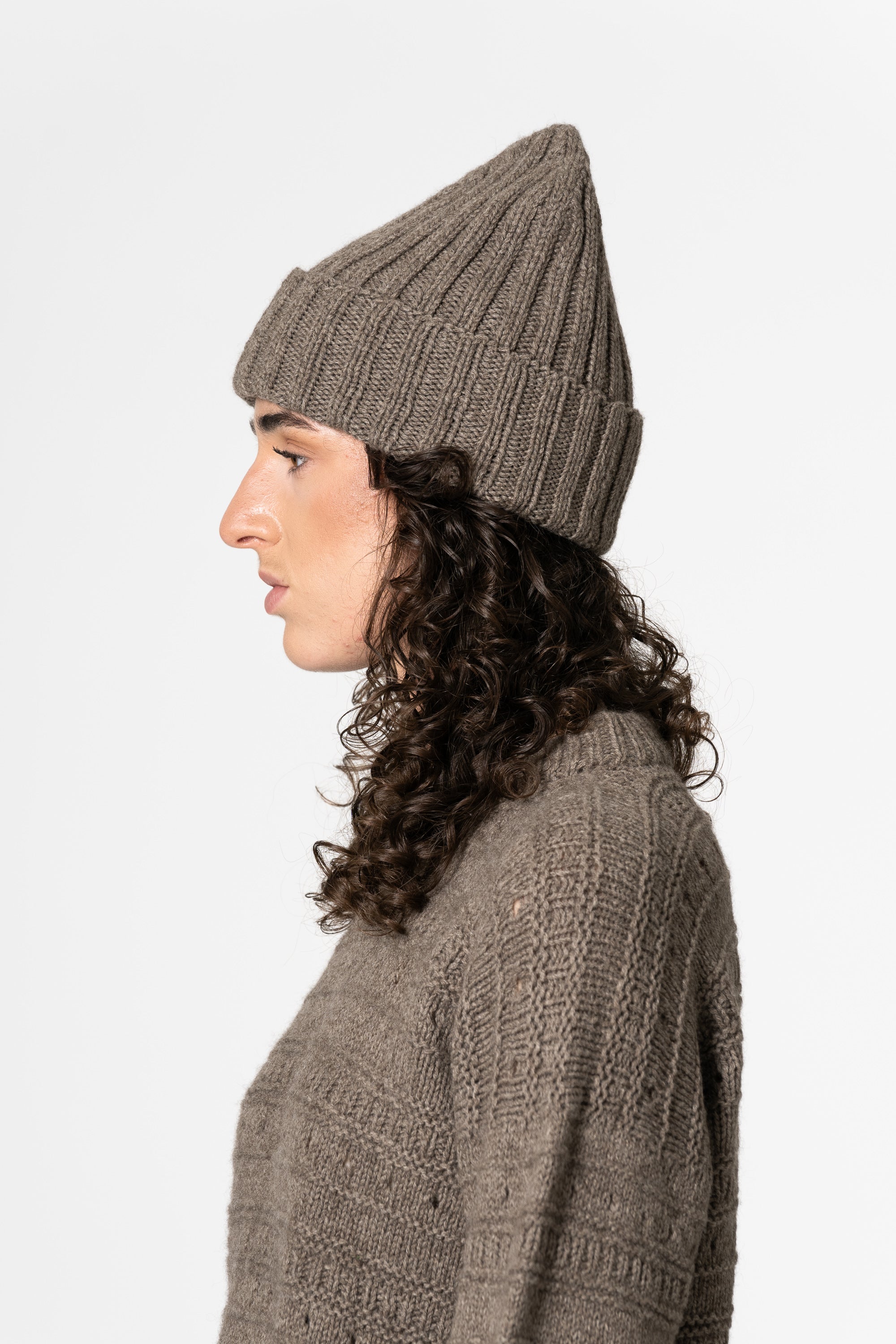 DINADI Yak Handknit Thick Rib Hat - Oat Brown