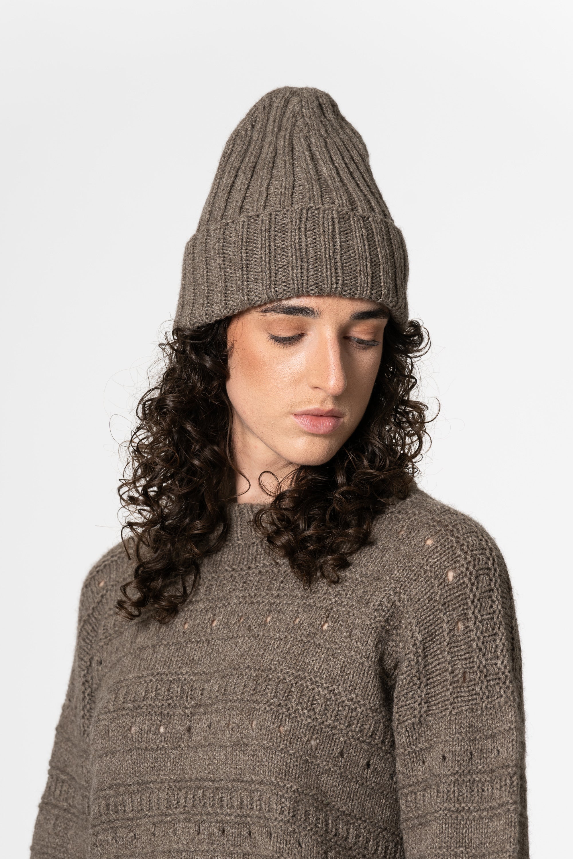 DINADI Yak Handknit Thick Rib Hat - Oat Brown