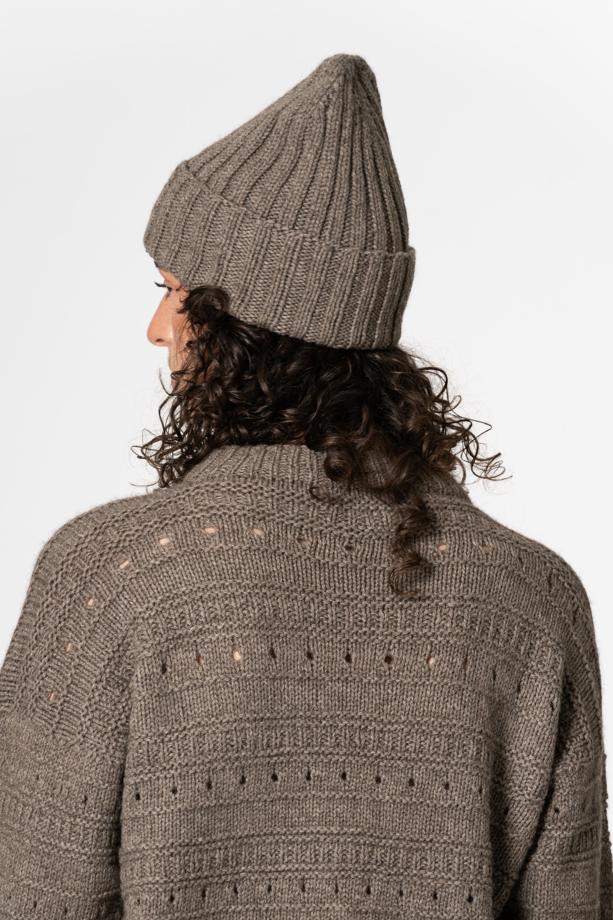 DINADI Yak Handknit Thick Rib Hat - Oat Brown