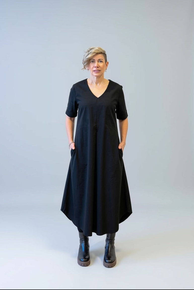 The Smock Dress - Black Cotton